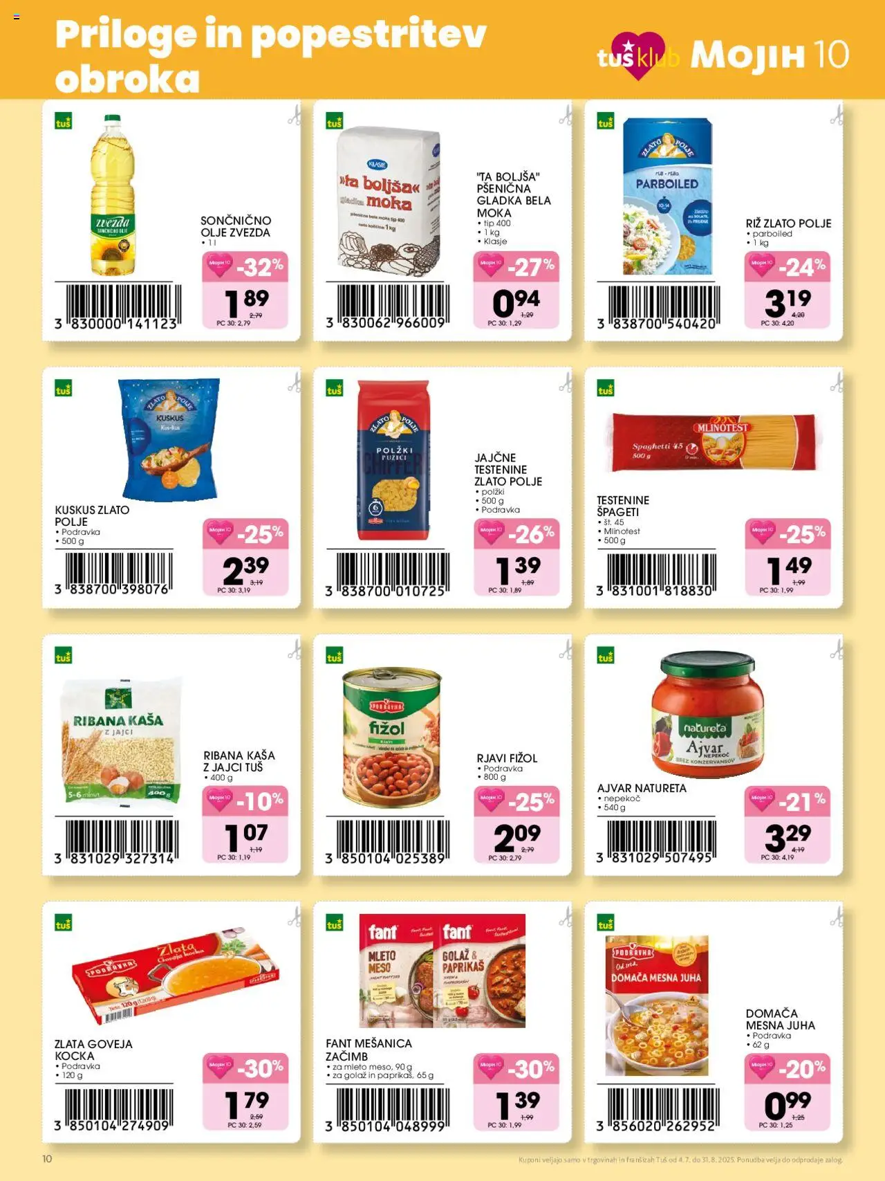 Tuš katalog mojih 10 │ velja od 04.07.2025 | Stran: 10 | Izdelki: Moka, Ajvar, Olje, Spageti