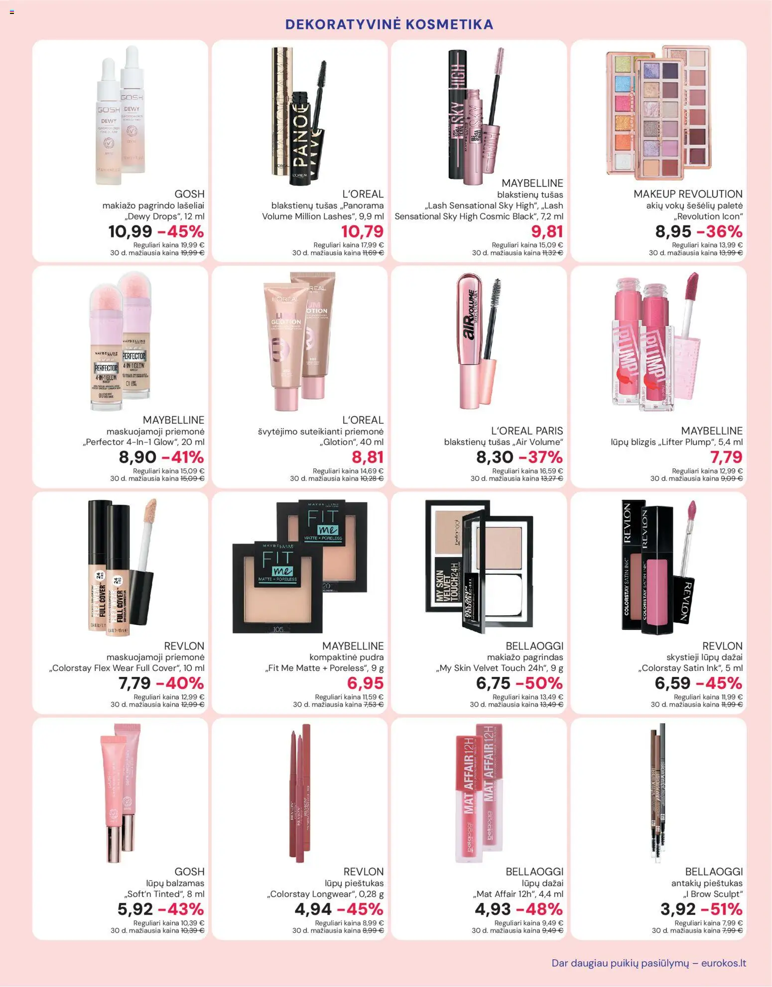 Eurokos akcijos nuo 03.02.2026 | Puslapis: 5 | Prekių: Balzamas, Makiažo pagrindas, Antakių pieštukas, Pudra