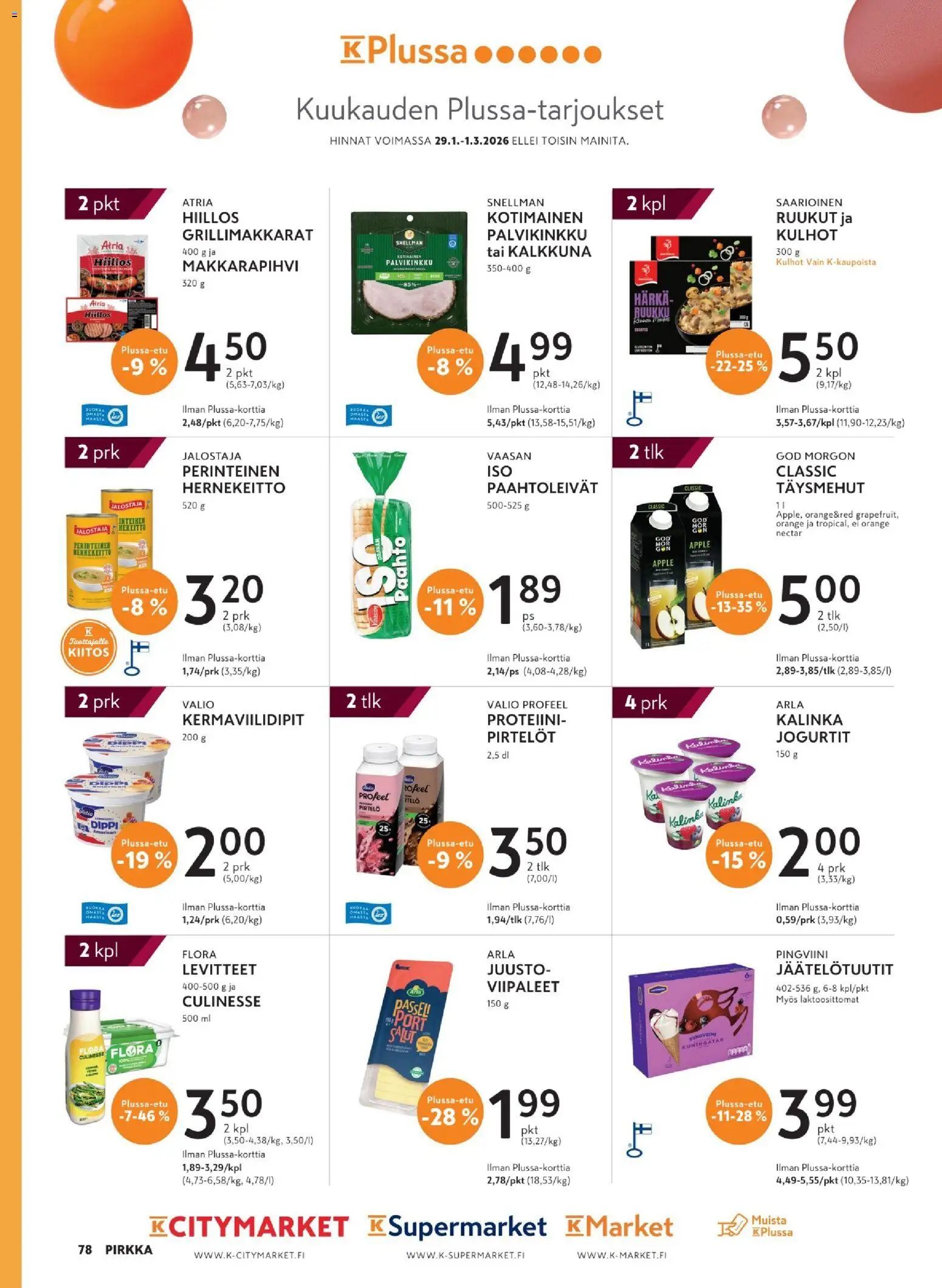 K-Citymarket - Pirkka – voimassa 04.02.2026 alkaen | Sivu: 78