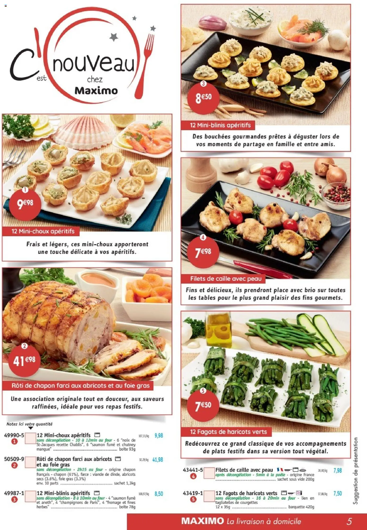 {H1} | Page: 5 | Produits: Four, Saumon fumé, Haricots verts, Fromage