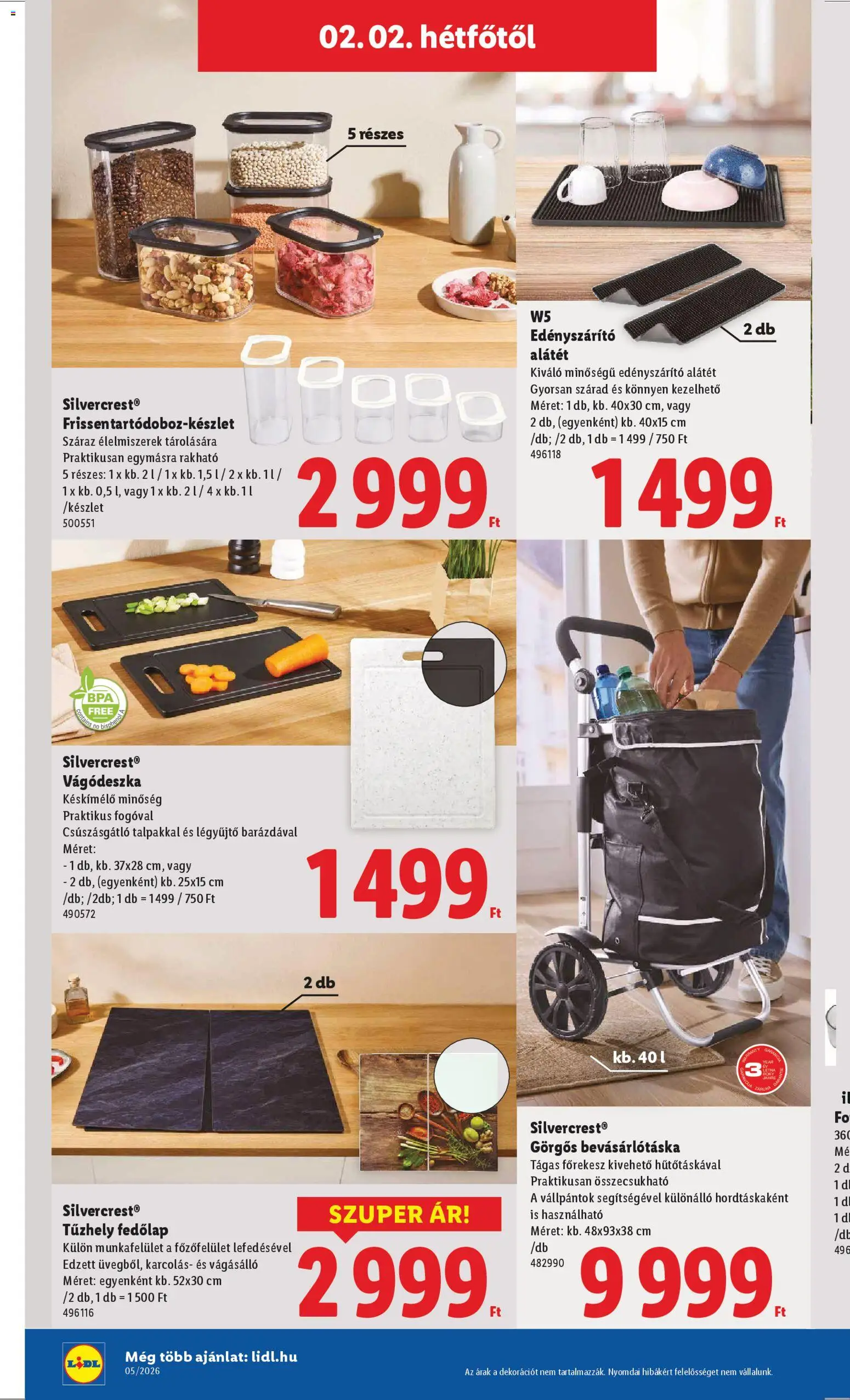 Lidl akciós ujság - amely érvényes a következő dátumtól: 29.01.2026 | Oldal: 42 | Termékek: Edényszárító, Vágódeszka, Tűzhely