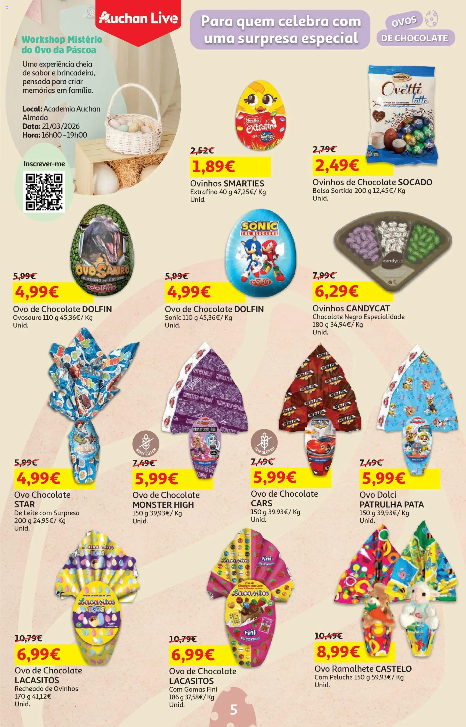 Auchan - Páscoa │ válido de 13.03.2026 | Página: 5 | Produtos: Leite, Ovos, Nestlé, Gomas