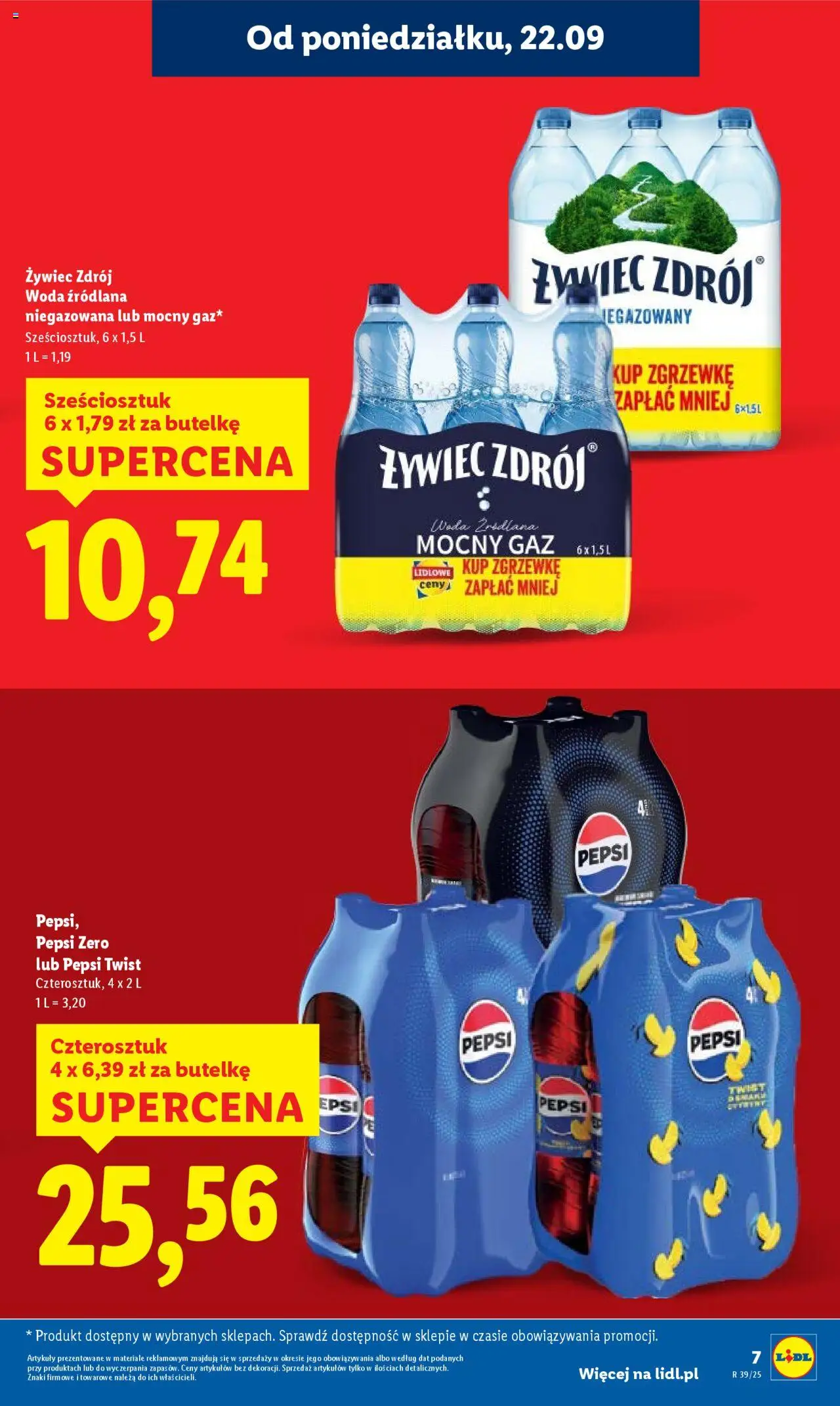 Lidl Gazetka od 22.09.2025 | Strona: 11 | Produkty: Woda źródlana, Pepsi, Woda