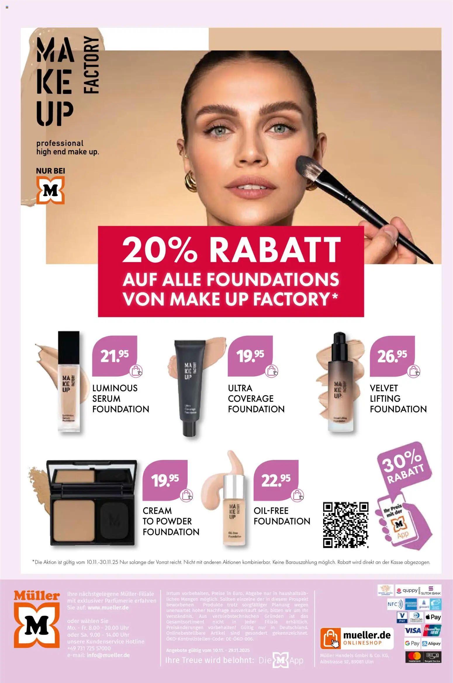 Müller Beauty Highlights – gültig ab 10.11.2025 | Seite: 18 | Produkte: Foundation, Serum, Uhr