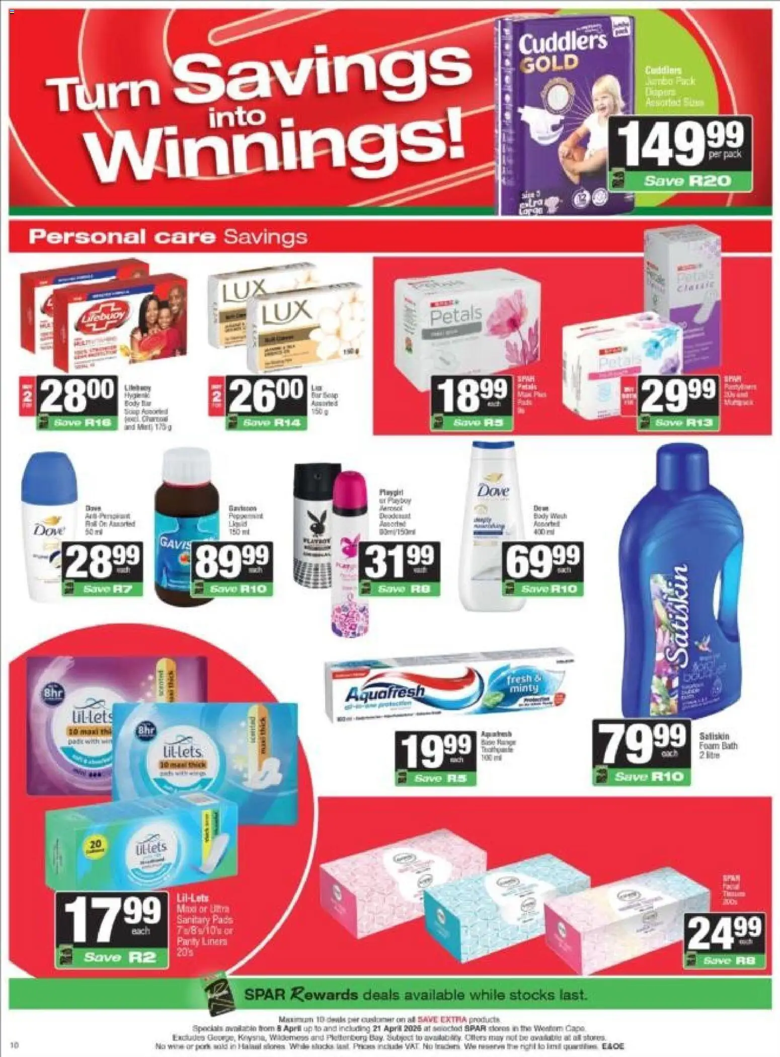 New Spar catalogue – valid from 08.04.2026 | Page: 10 | Products: Bath, Foam, Panty liners