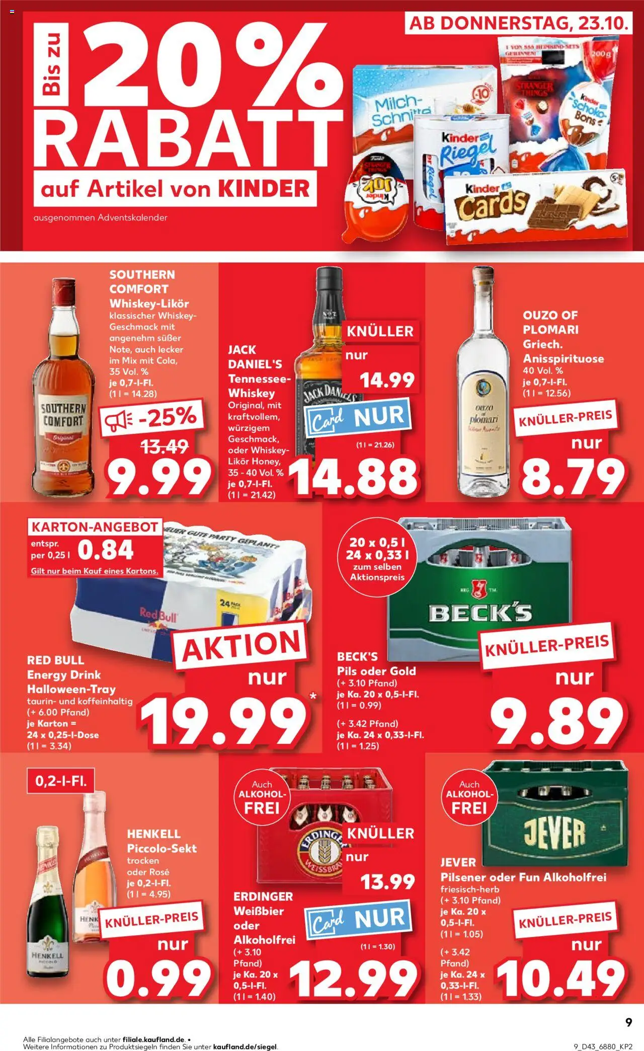 Kaufland prospekt Völklingen	 – gültig ab 23.10.2025 | Seite: 9 | Produkte: Erdinger, Weißbier, Likör, Southern comfort