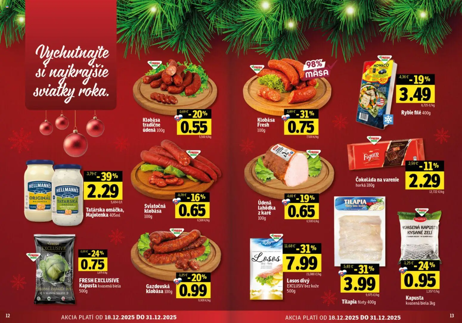 Nové Fresh akcie – leták je platný od 18.12.2025 | Strana: 7 | Produkty: Kapusta, Klobása, Čokoláda, Omáčka