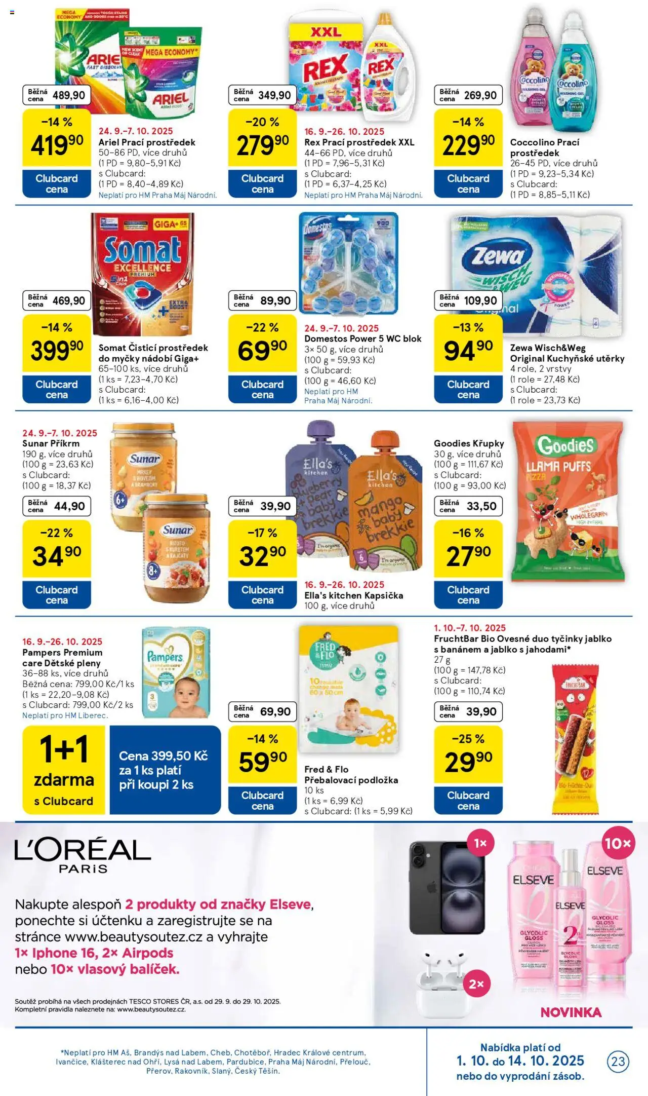 Tesco leták - Hypermarket od 01.10.2025 | Strana: 23 | Produkty: Wc blok, Přebalovací podložka, Smartphone, Sunar