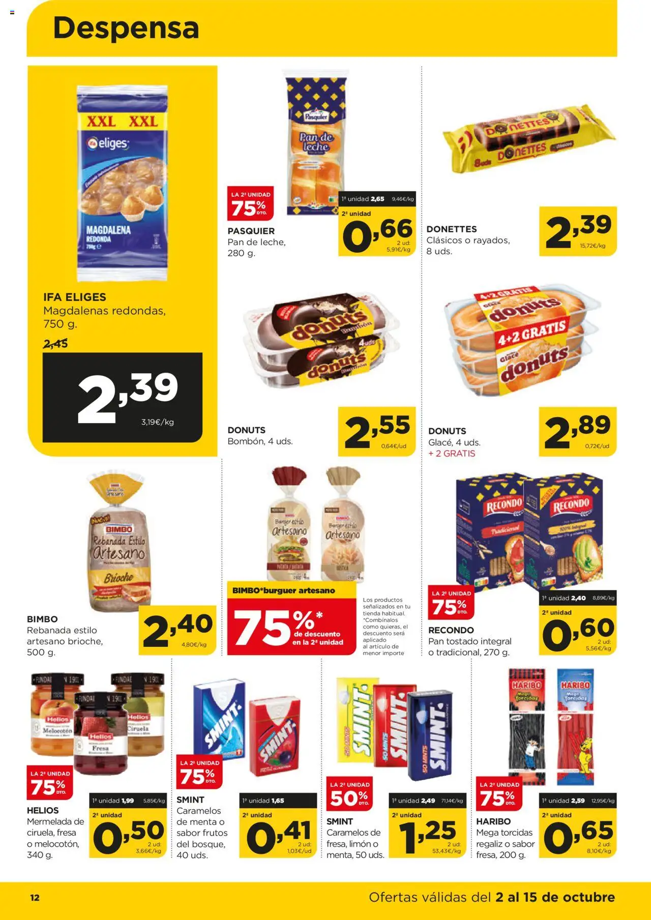 Alimerka folleto Asturias │ válido desde el 02.10.2025 | Página: 12 | Productos: Leche, Pan, Magdalenas, Donuts