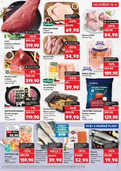 Náhled letáku Krevety, loupané, vařené 300 g (=100 g 53,30) od 15.04.2026 | Strana: 13 | Produkty: Ryby, Hovězí burger, Kuře, Krevety