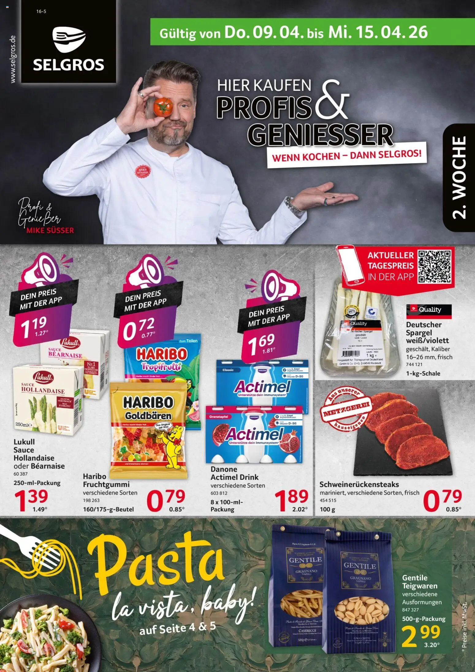 Selgros Prospekt 	 – gültig ab 09.04.2026 | Seite: 1 | Produkte: Actimel, Granatapfel, Haribo, Spargel