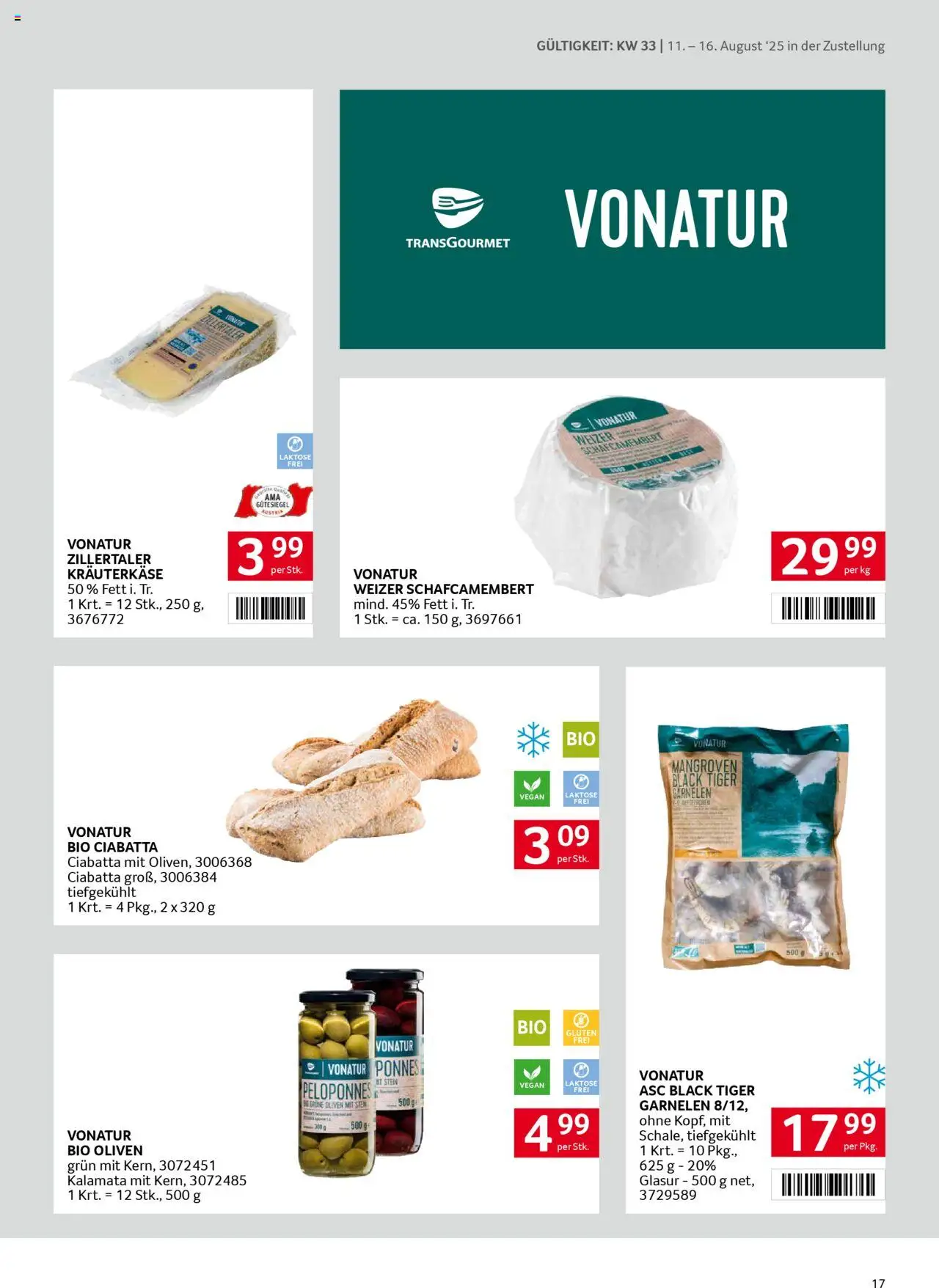 Transgourmet  Zustellaktion gültig ab 10.08.2025 | Seite: 17 | Produkte: Szeder