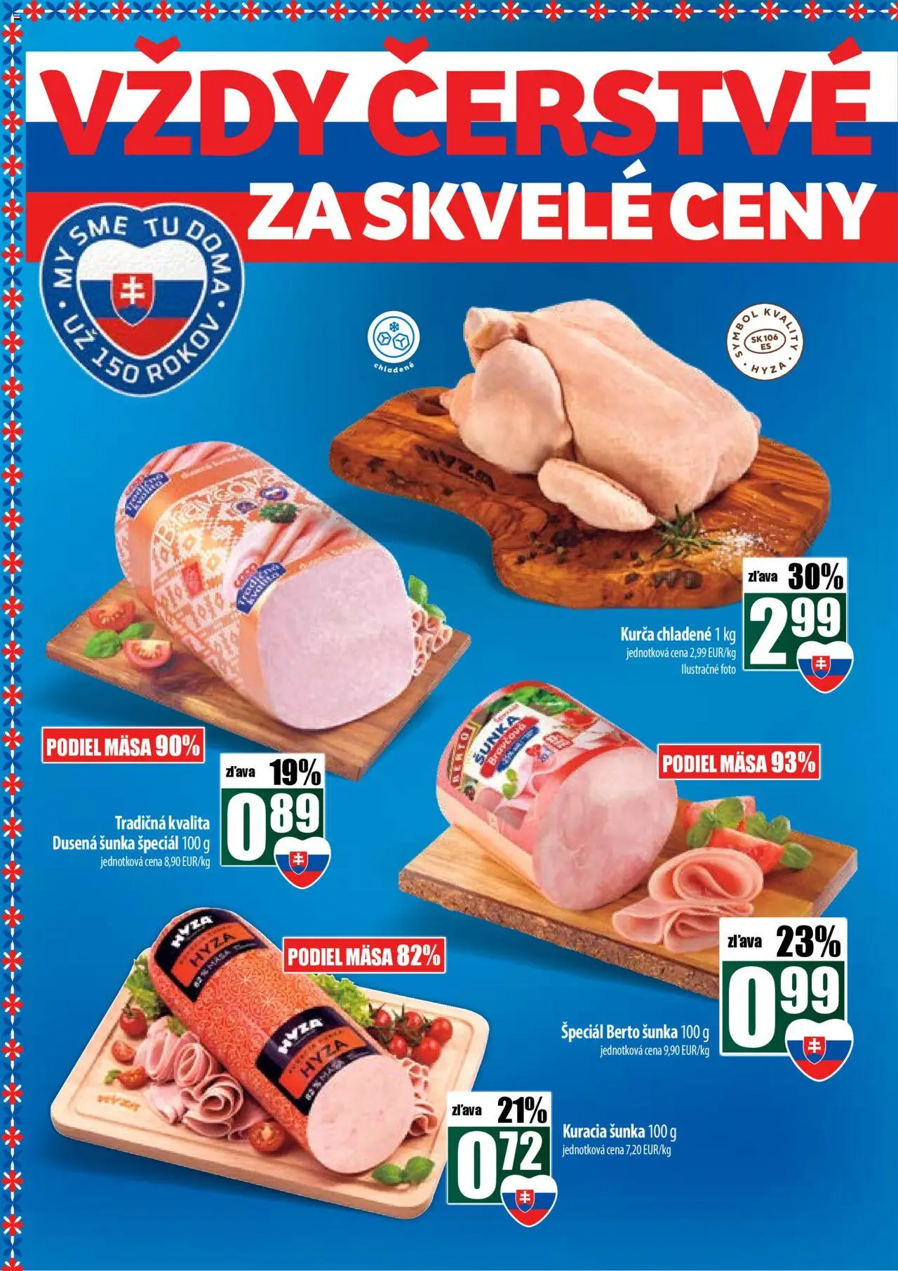 Nové COOP Jednota akcie – leták je platný od 09.10.2025 | Strana: 4 | Produkty: Šunka, Kurča