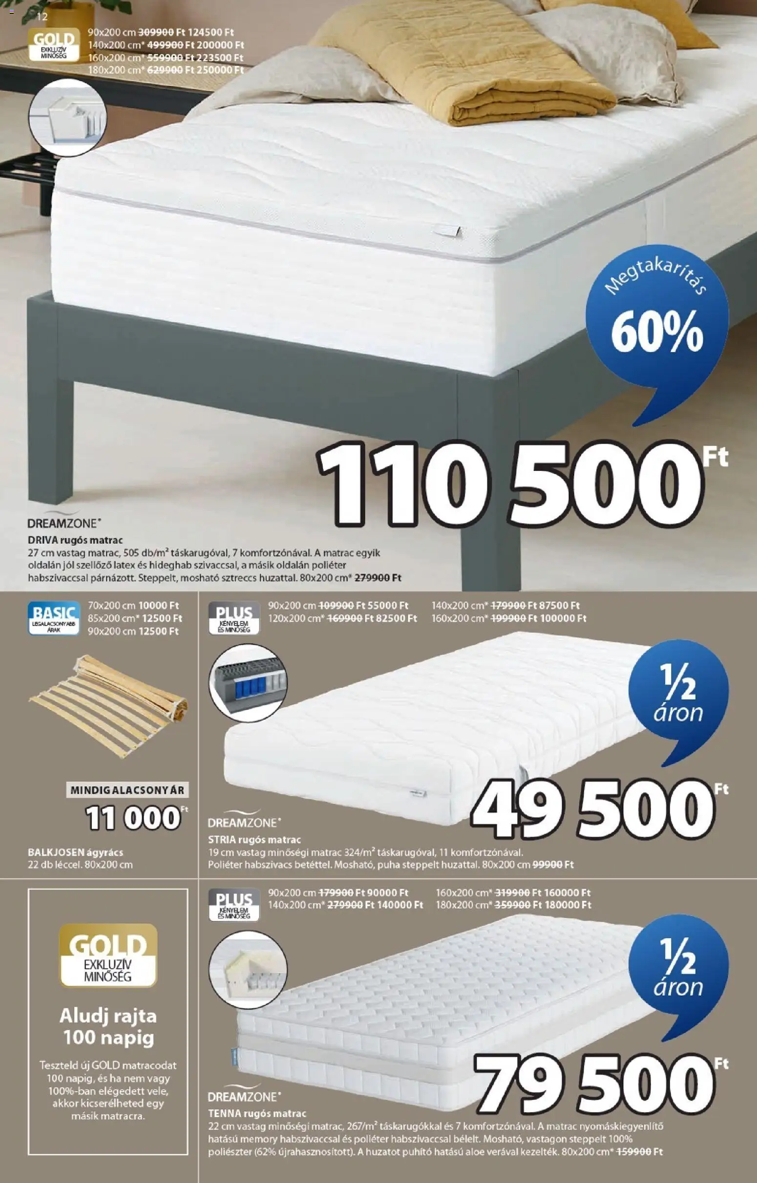 JYSK akciós ujság - amely érvényes a következő dátumtól: 02.02.2026 | Oldal: 12 | Termékek: Matrac, Ágyrács