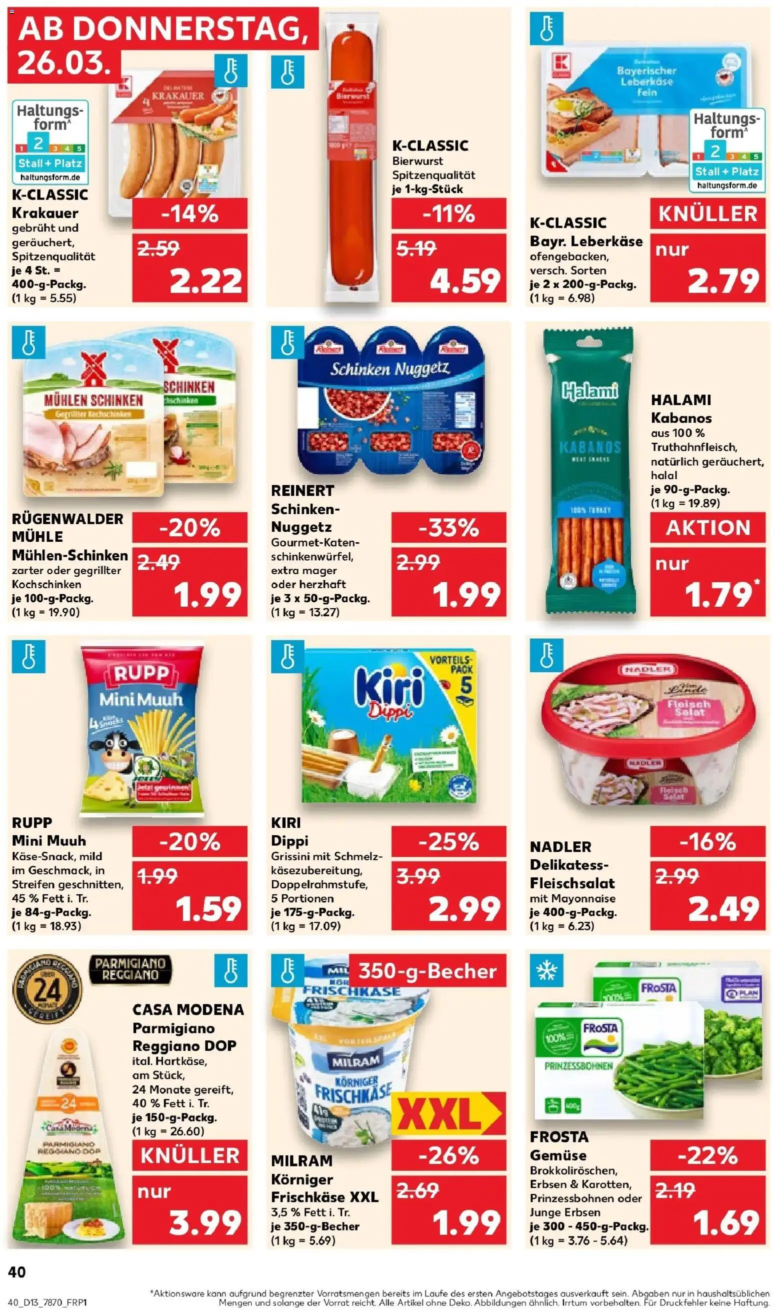 Kaufland Prospekt Dieburg	 – gültig ab 26.03.2026 | Seite: 40 | Produkte: Gemüse, Mayonnaise, Erbsen, Leberkase
