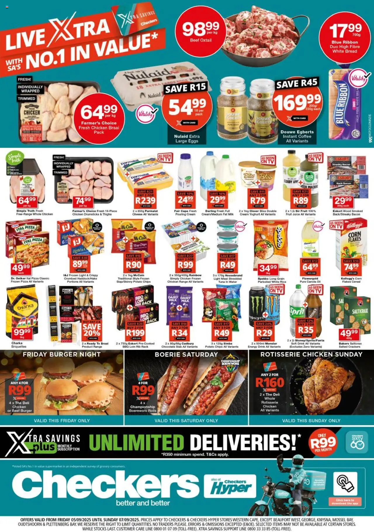 New Checkers catalogue – valid from 05.09.2025 | Page: 1 | Products: Magdalenas, Milk, Chocolate, Chips