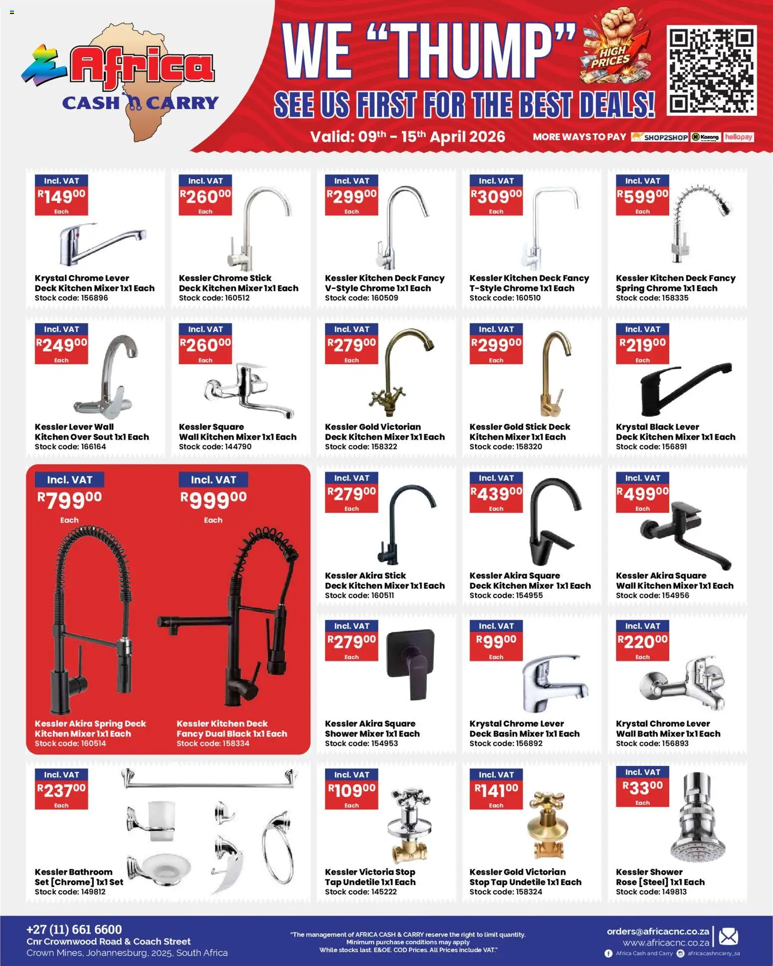 New Africa Cash & Carry catalogue – valid from 09.04.2026 | Page: 26 | Products: Mixer, Bath, Shower, Shower set