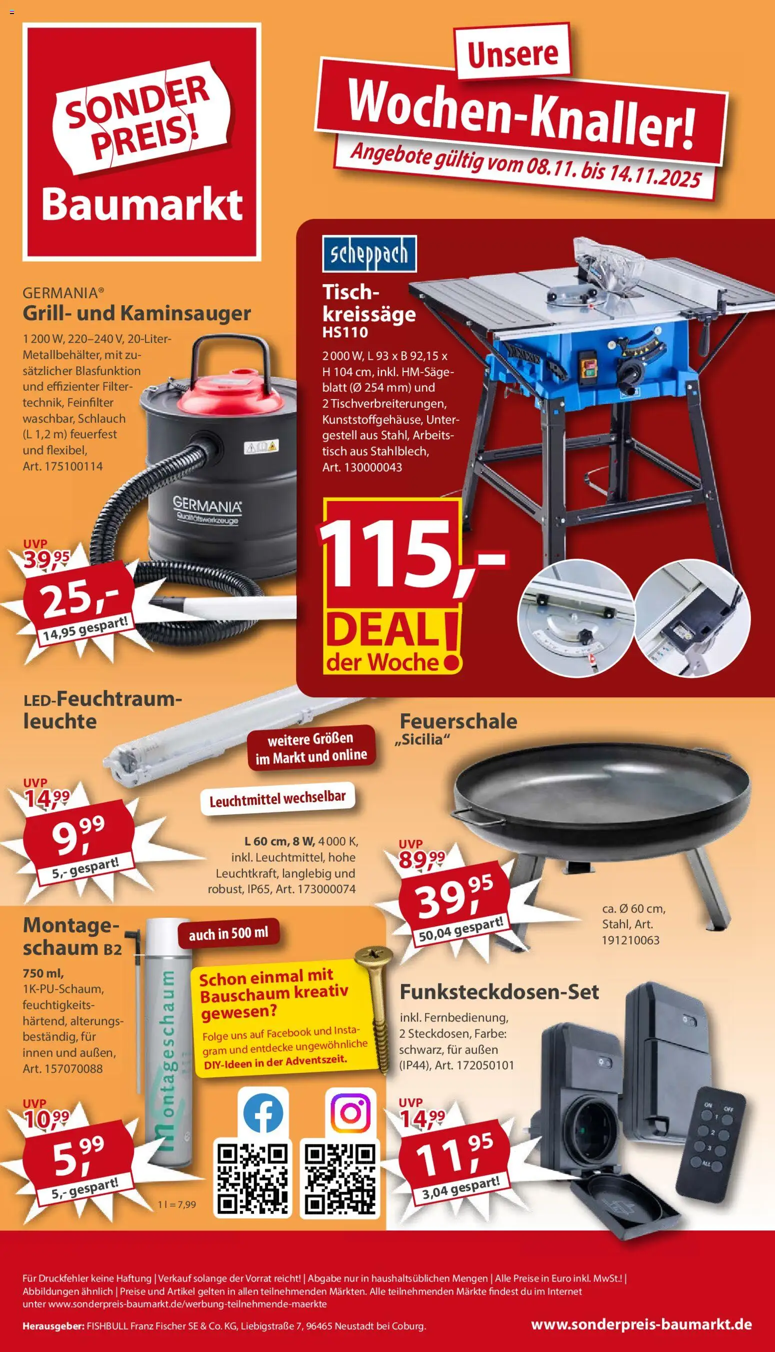 Sonderpreis Baumarkt Prospekt 	 – gültig ab 08.11.2025 | Seite: 1 | Produkte: Grill, Tisch