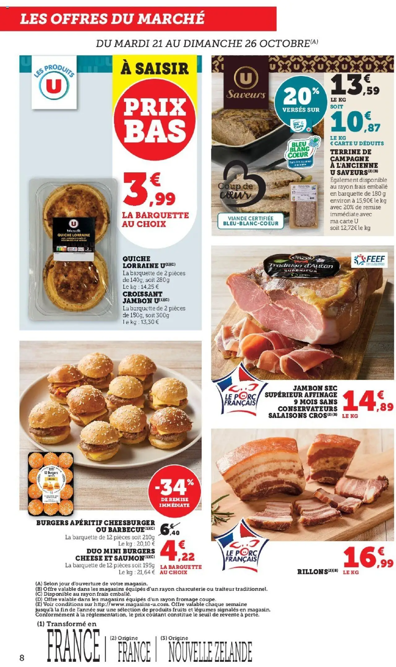 {H1} | Page: 8 | Produits: Fromage, Jambon, Viande, Mini burgers