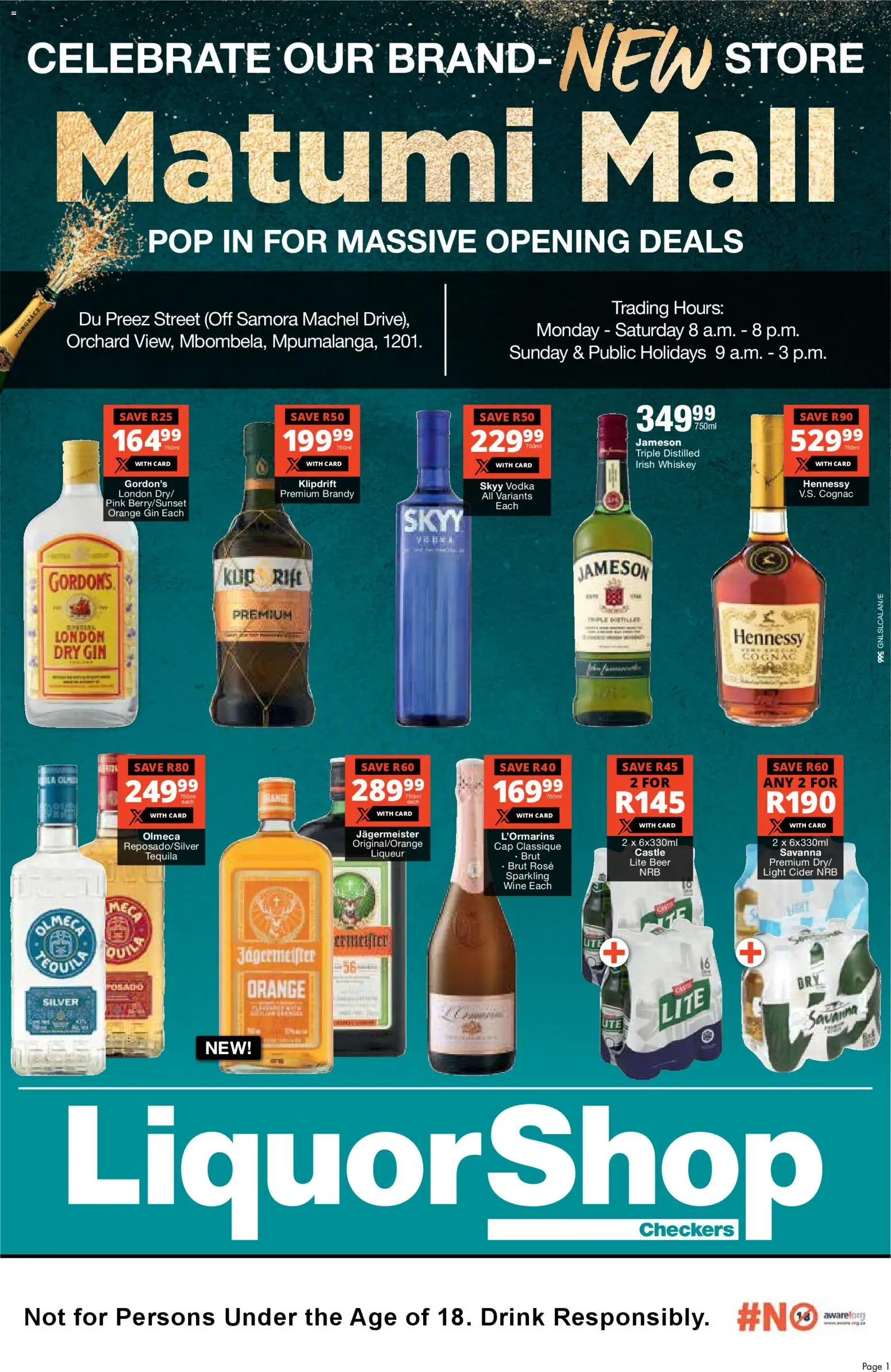 New Checkers catalogue – valid from 05.11.2025 | Page: 1 | Products: Brandy, Beer, Gin, Ensalada de quino
