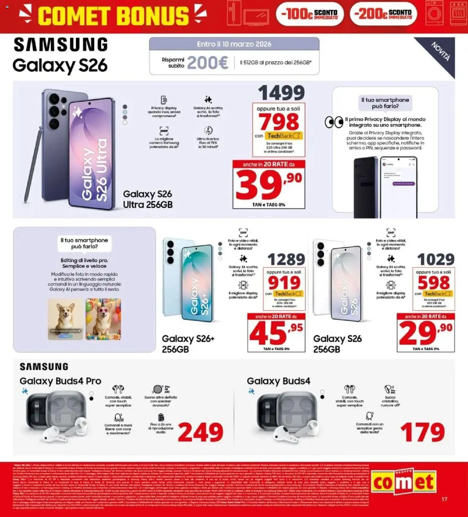 Volantino Comet del 05.03.2026 | Pagina: 17 | Prodotti: Samsung Galaxy, Video, Audio, Samsung