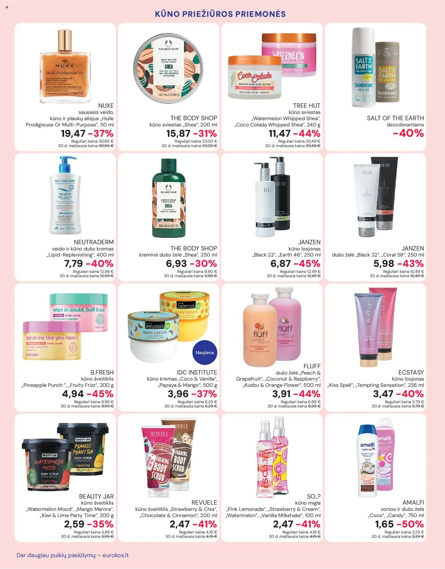 Eurokos akcijos nuo 30.10.2025 | Puslapis: 14 | Prekių: Kremas, Šveitiklis, Aliejus, Dušo želė