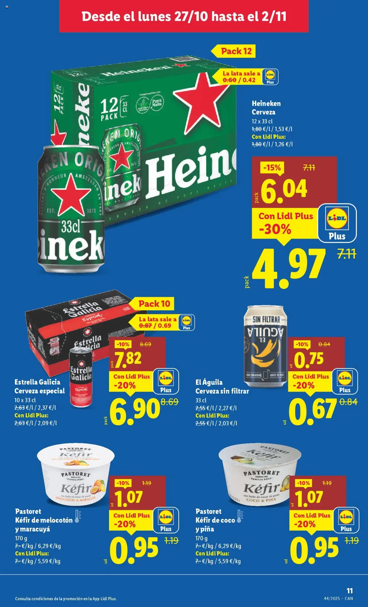 Lidl - Canarias │ válido desde el 27.10.2025 | Página: 13 | Productos: Cerveza, Τυρόπιτα, Piña, Σπανάκι