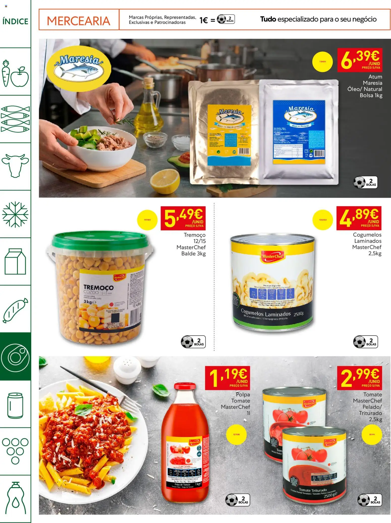 Recheio Horeca │ válido de 21.04.2026 | Página: 20 | Produtos: Atum, Balde, Tomate, Cogumelos