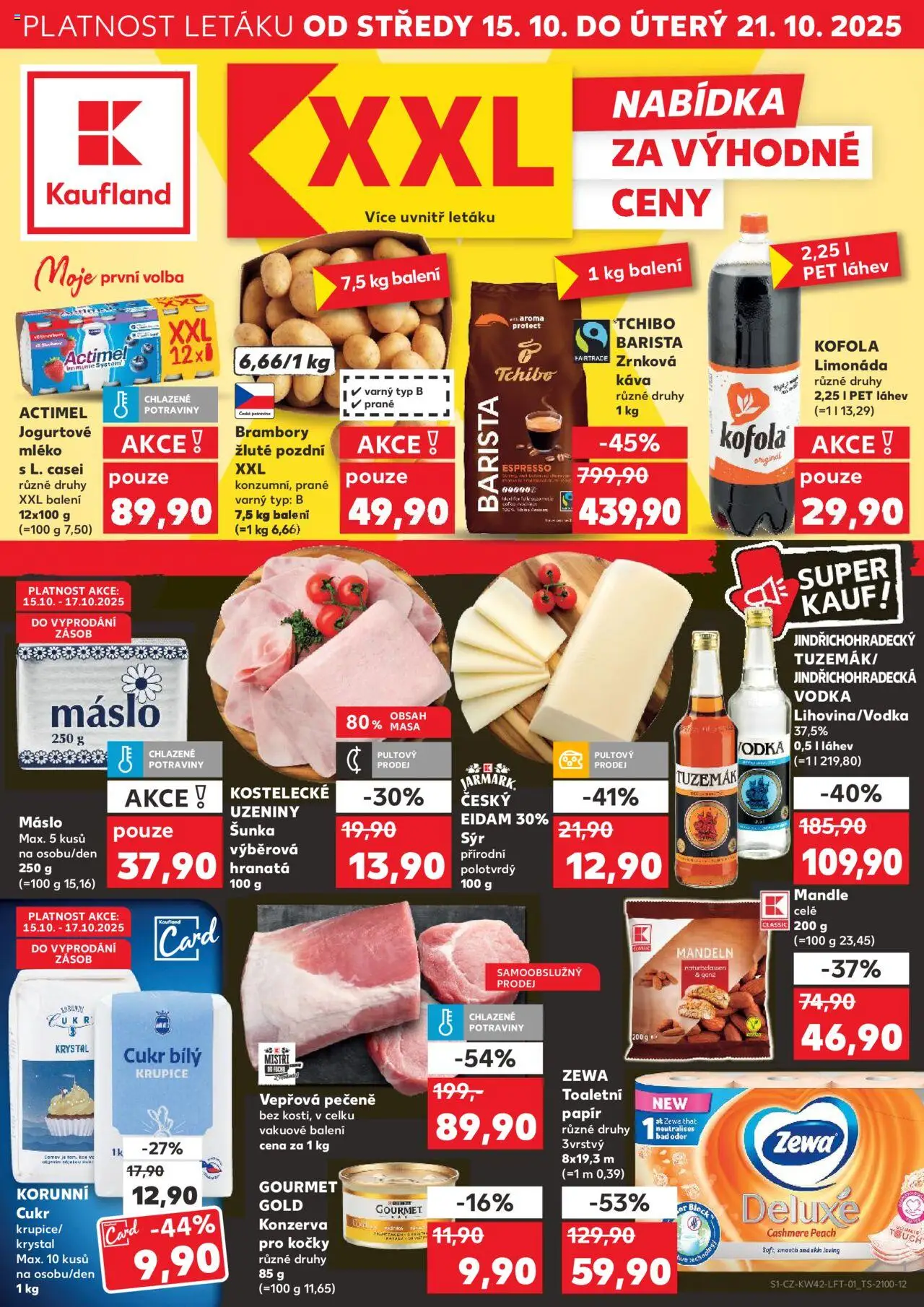 Kaufland leták - Chomutov od 15.10.2025 | Strana: 1 | Produkty: Vepřová pečeně, Vodka, Mandle, Zewa Toaletní papír