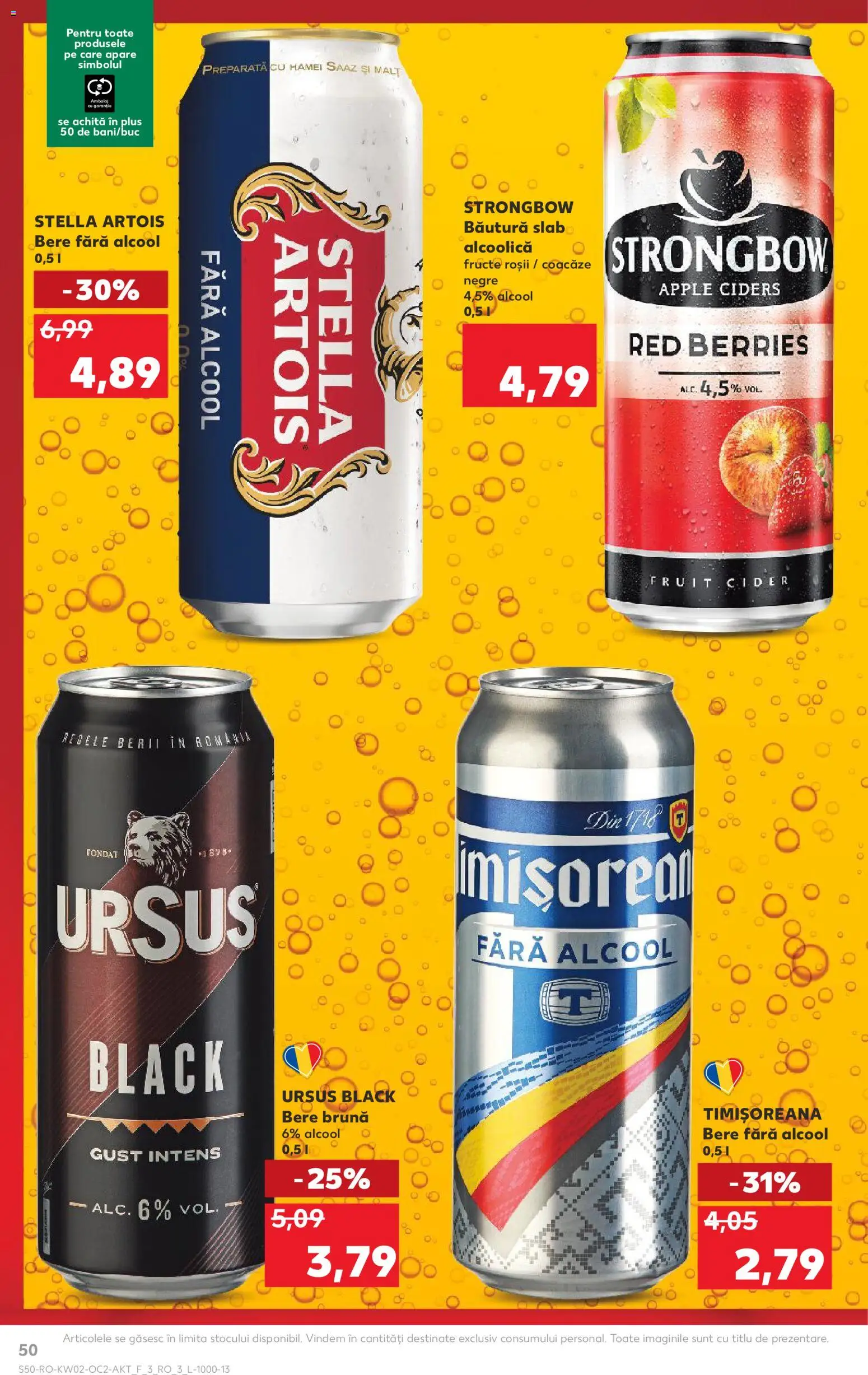 Kaufland RO akciós ujság - amely érvényes a következő dátumtól: 07.01.2026 | Oldal: 50 | Termékek: Cider, Stella artois