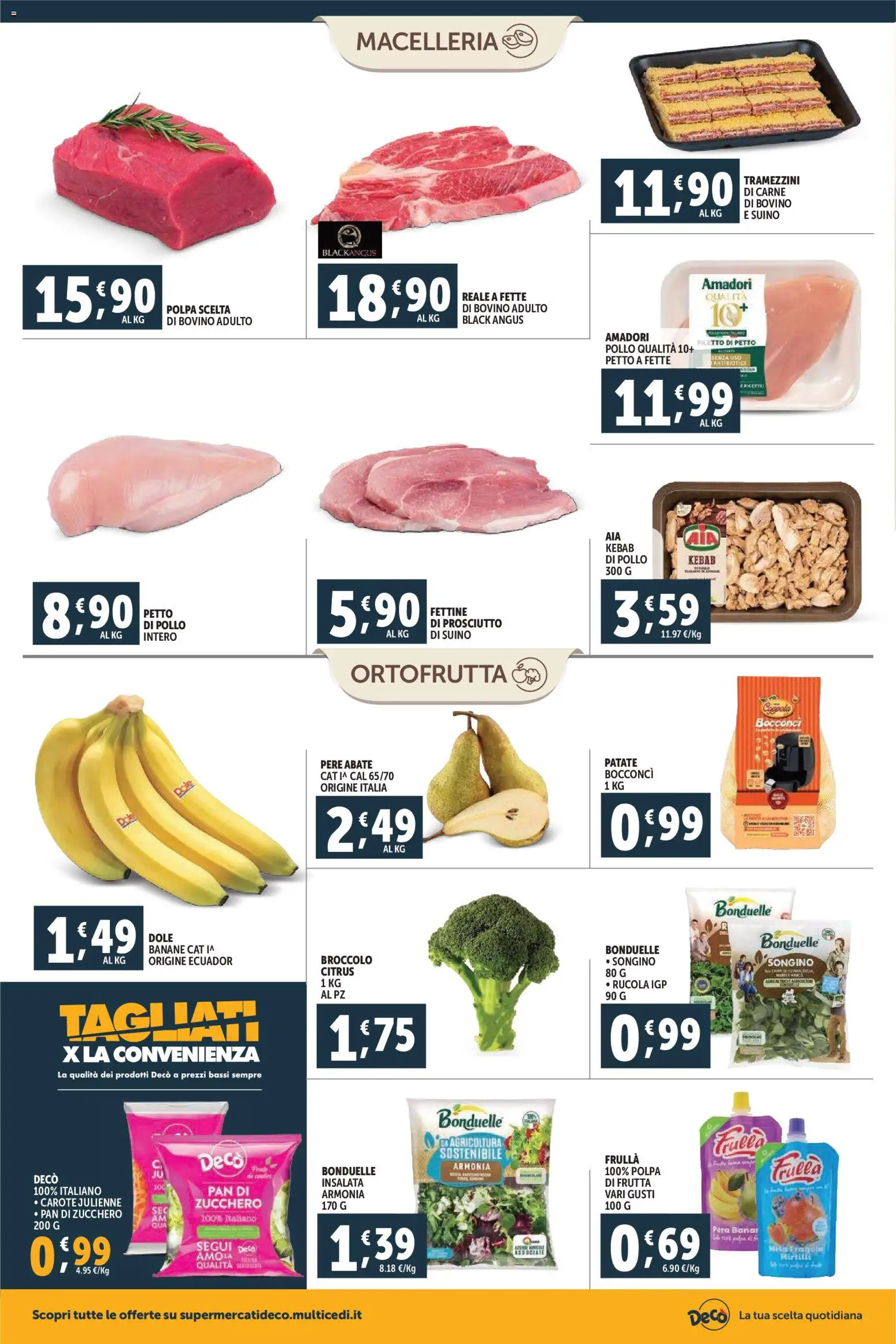 Volantino Decò del 20.01.2026 | Pagina: 4 | Prodotti: Zucchero, Carote, Prosciutto, Pera