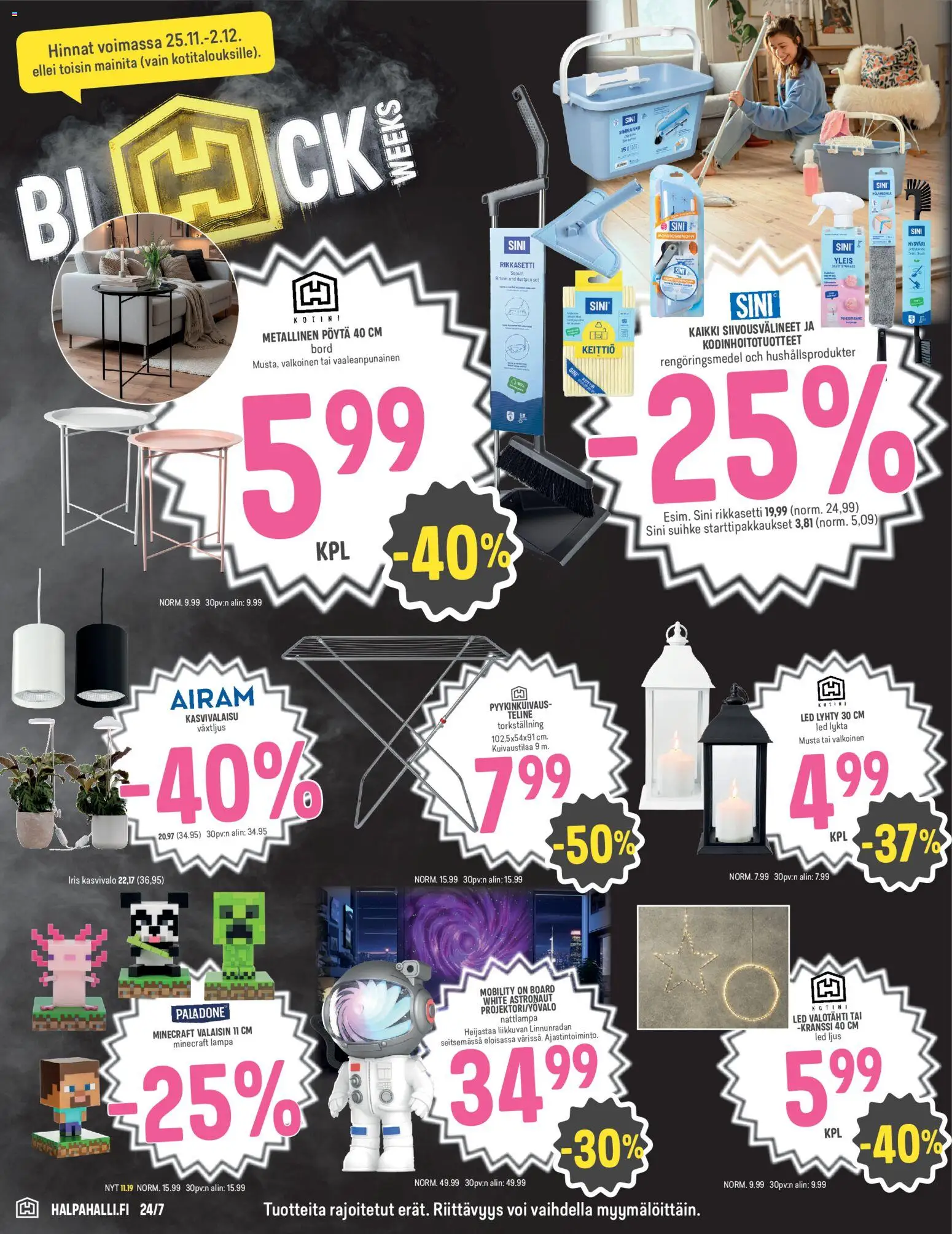 Halpa Halli - Black Friday – voimassa 25.11.2025 alkaen | Sivu: 10 | Tuotteet: Lyhty, Pöytä, Keittiö, Voi