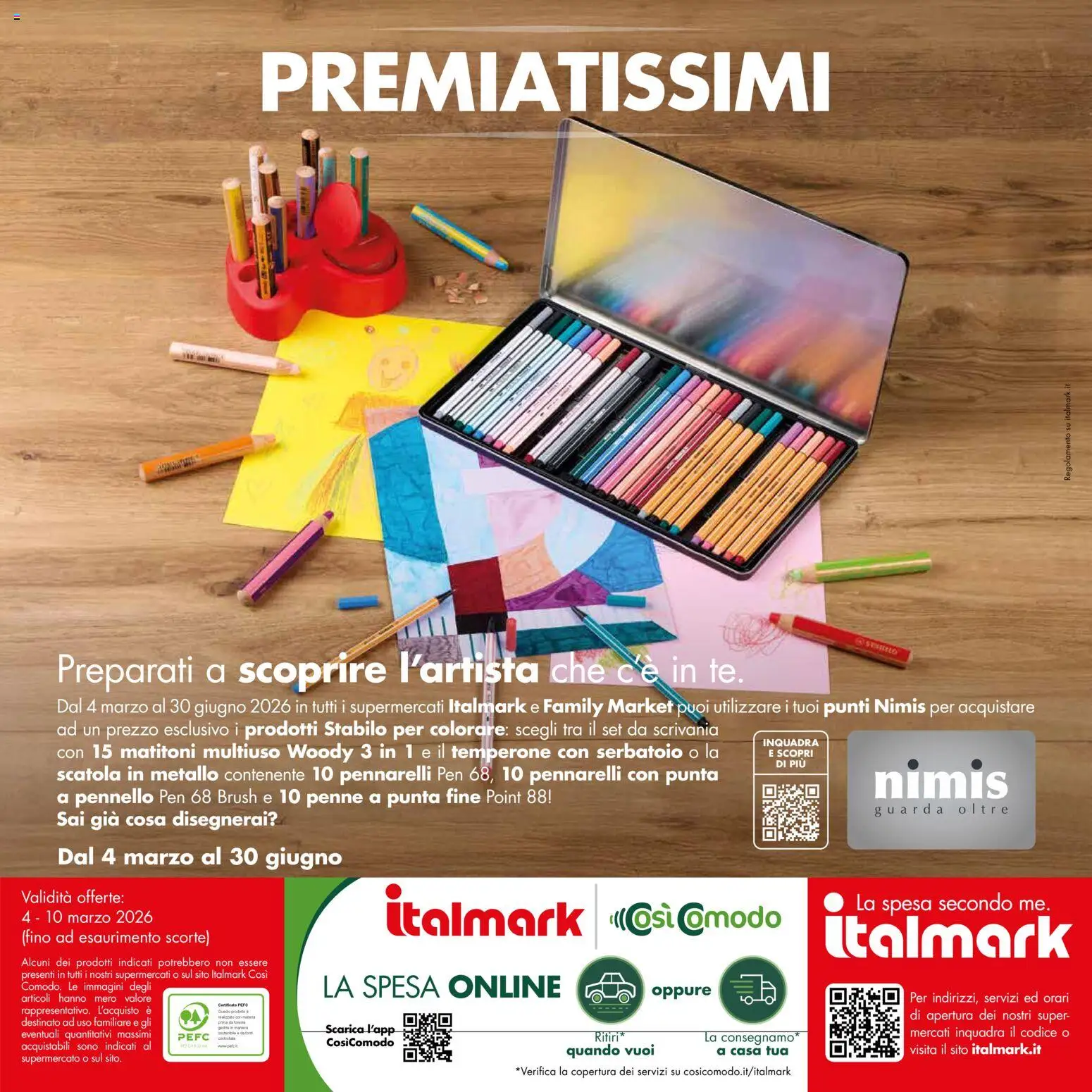 Volantino Italmark del 04.03.2026 | Pagina: 30 | Prodotti: Pennello, Pennarelli, Scrivania, Scatola