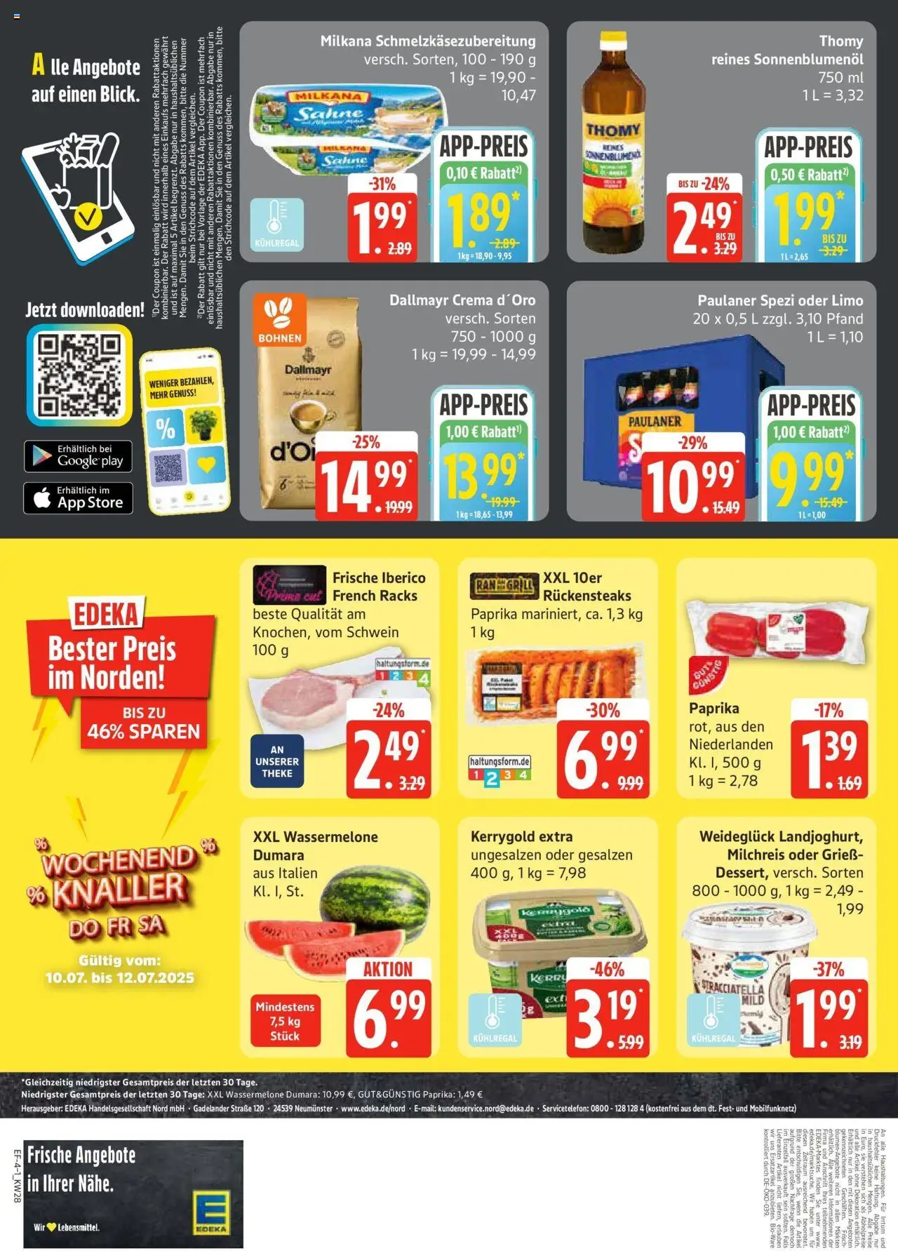 Edeka prospekt Hamburg	 - gültig ab dem 06.07.2025 | Seite: 4 | Produkte: Theke, Milkana, Paprika, Wassermelone