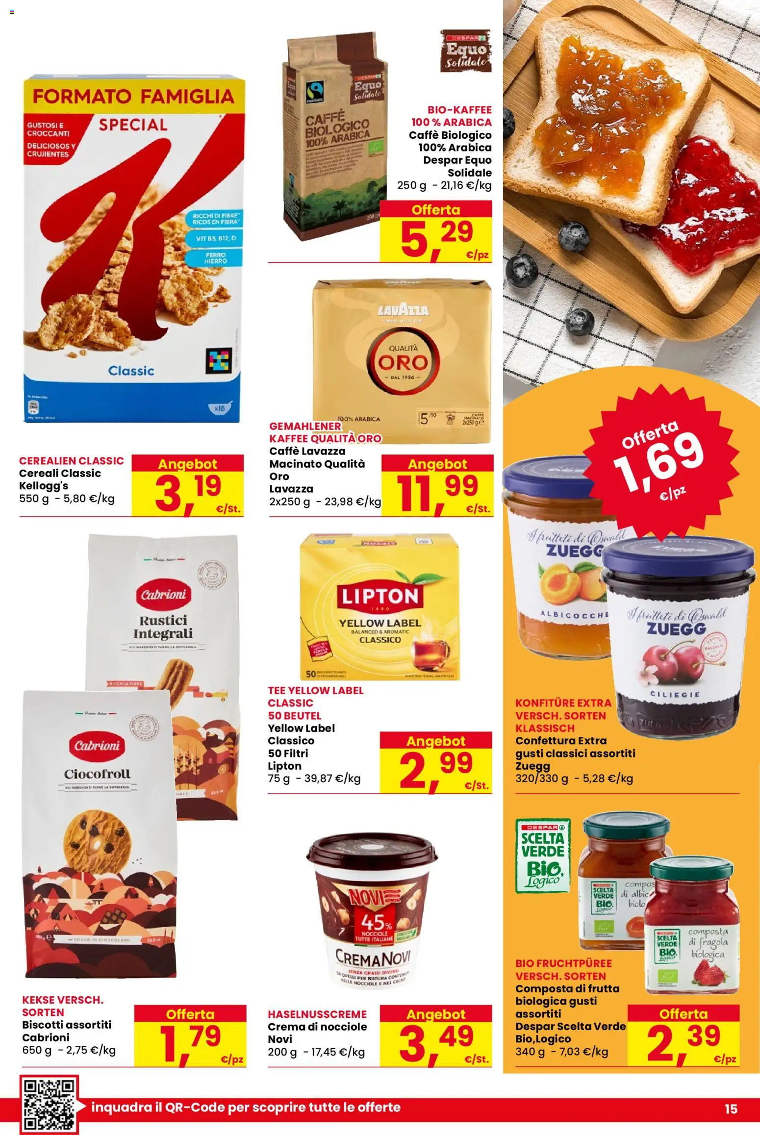 Volantino Despar del 22.01.2026 | Pagina: 15 | Prodotti: Crema, Biscotti, Frutta, Composta di frutta