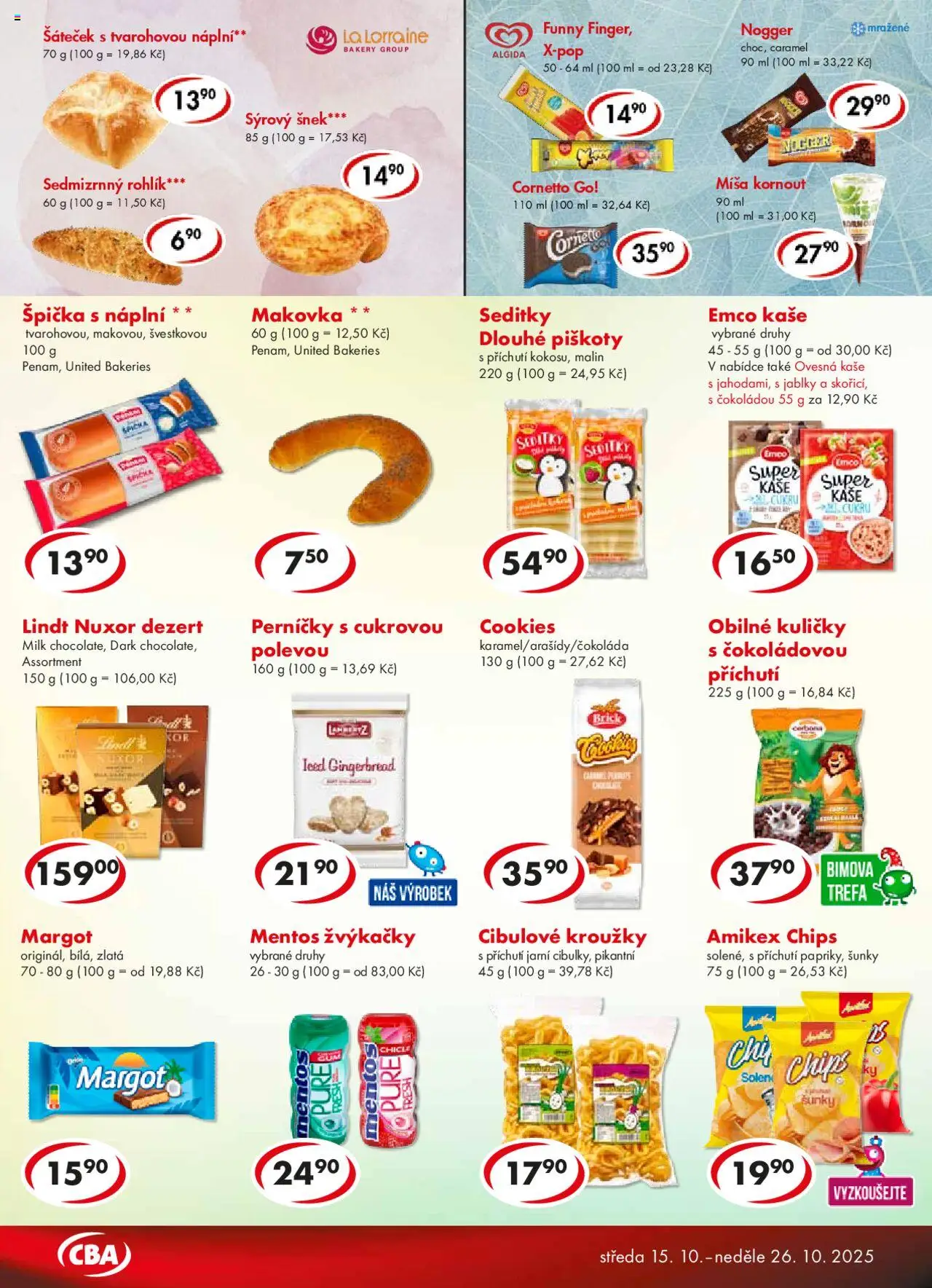 CBA leták od 15.10.2025 | Strana: 4 | Produkty: Lindt, Piškoty, Cookies, Kuličky