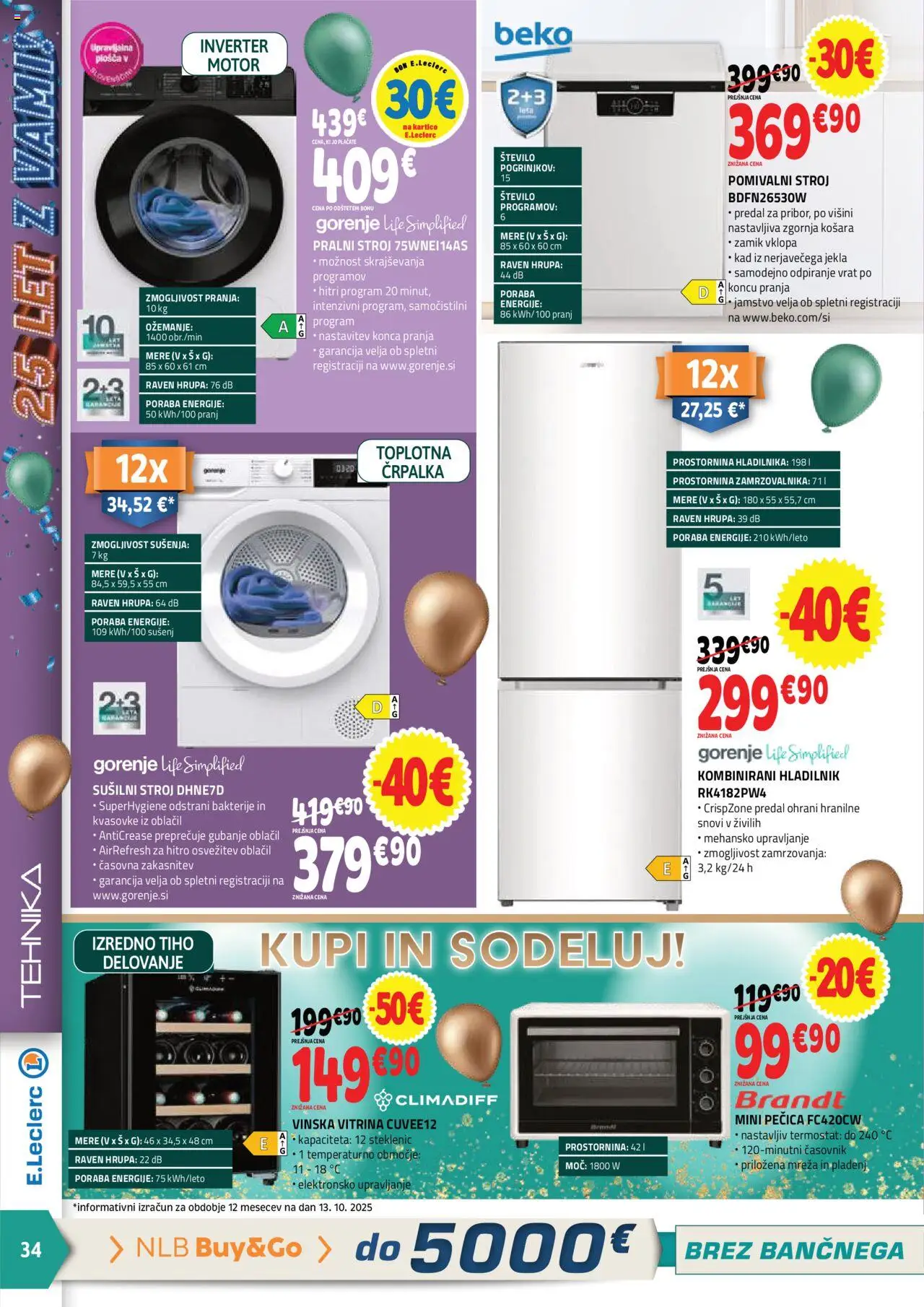 Novi E.leclerc katalog ponudbe – veljaven od 22.10.2025 | Stran: 6 | Izdelki: Hladilnik, Pecica, Vitrina, Mini pečica
