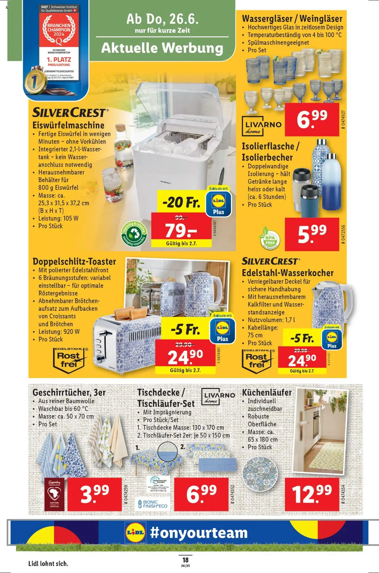 Lidl Aktionen ab 26.06.2025 | Seite: 24 | Produkte: Toaster, Wasser