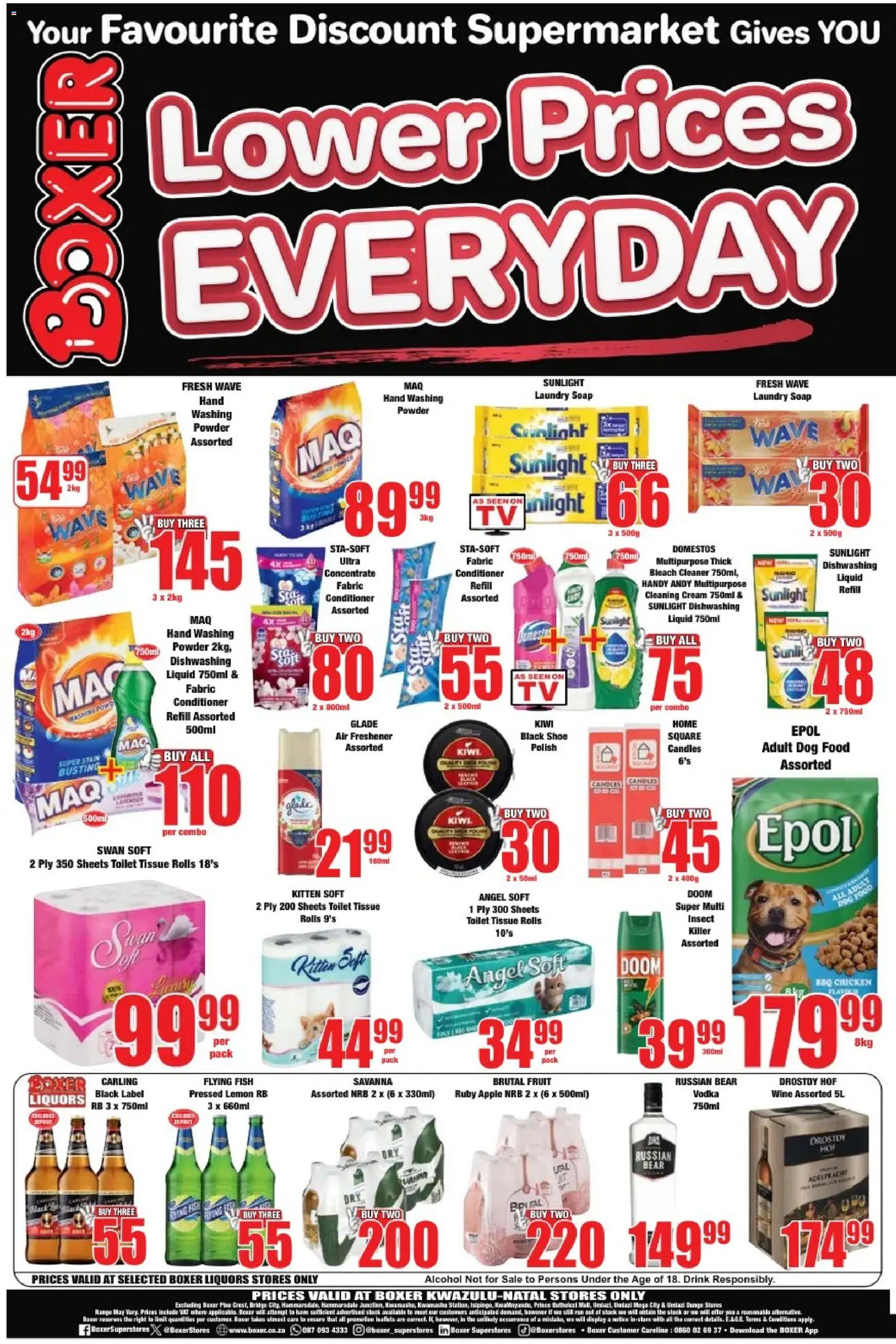 New Boxer catalogue – valid from 23.04.2026 | Page: 12 | Products: Bleach, Vodka, Washing powder, Lemon