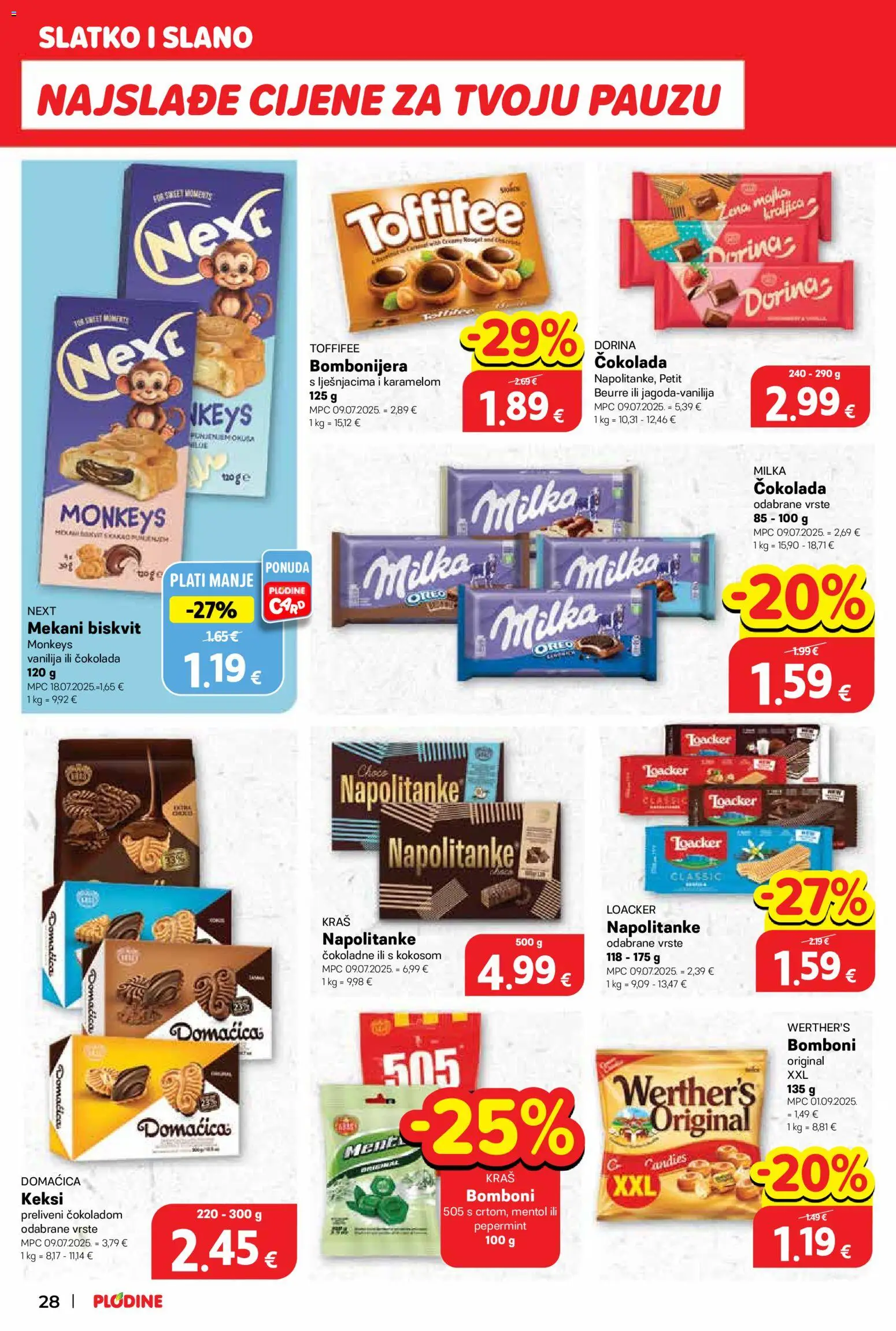 Plodine katalog | vrijedi od 21.01.2026 | Stranica: 28 | Proizvodi: Čokolada, Bomboni, Bombonijera, Napolitanke