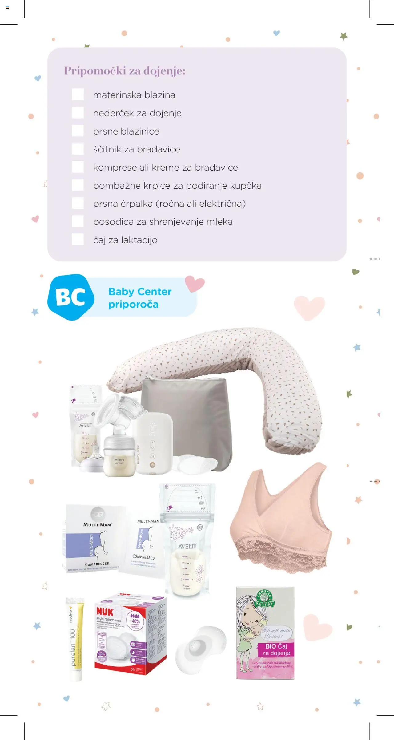 Baby center katalog nosečka │ velja od 01.07.2025 | Stran: 14 | Izdelki: Črpalka, Blazina, Caj