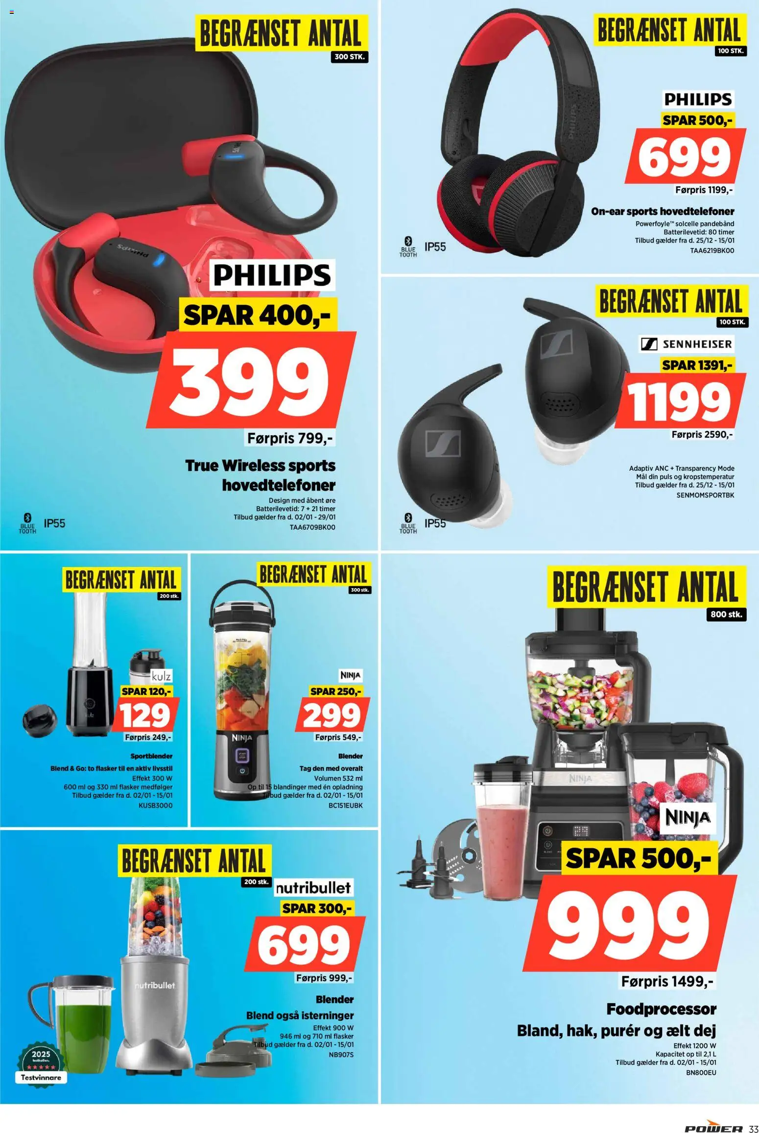 Power tilbudsavis – gyldig fra 02.01.2026 | Side: 33 | Produkter: Foodprocessor, Hovedtelefoner