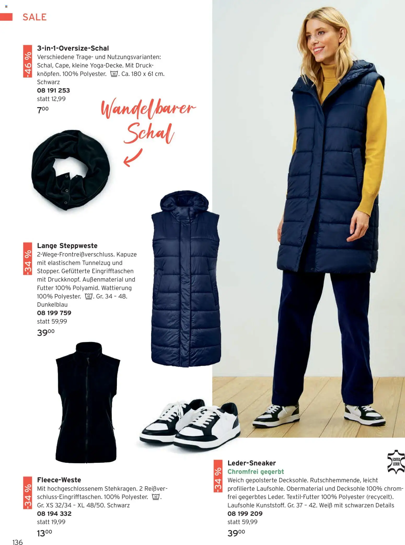 Prospekt Tchibo – gültig ab 01.01.2026 | Seite: 136 | Produkte: Steppweste, Schal