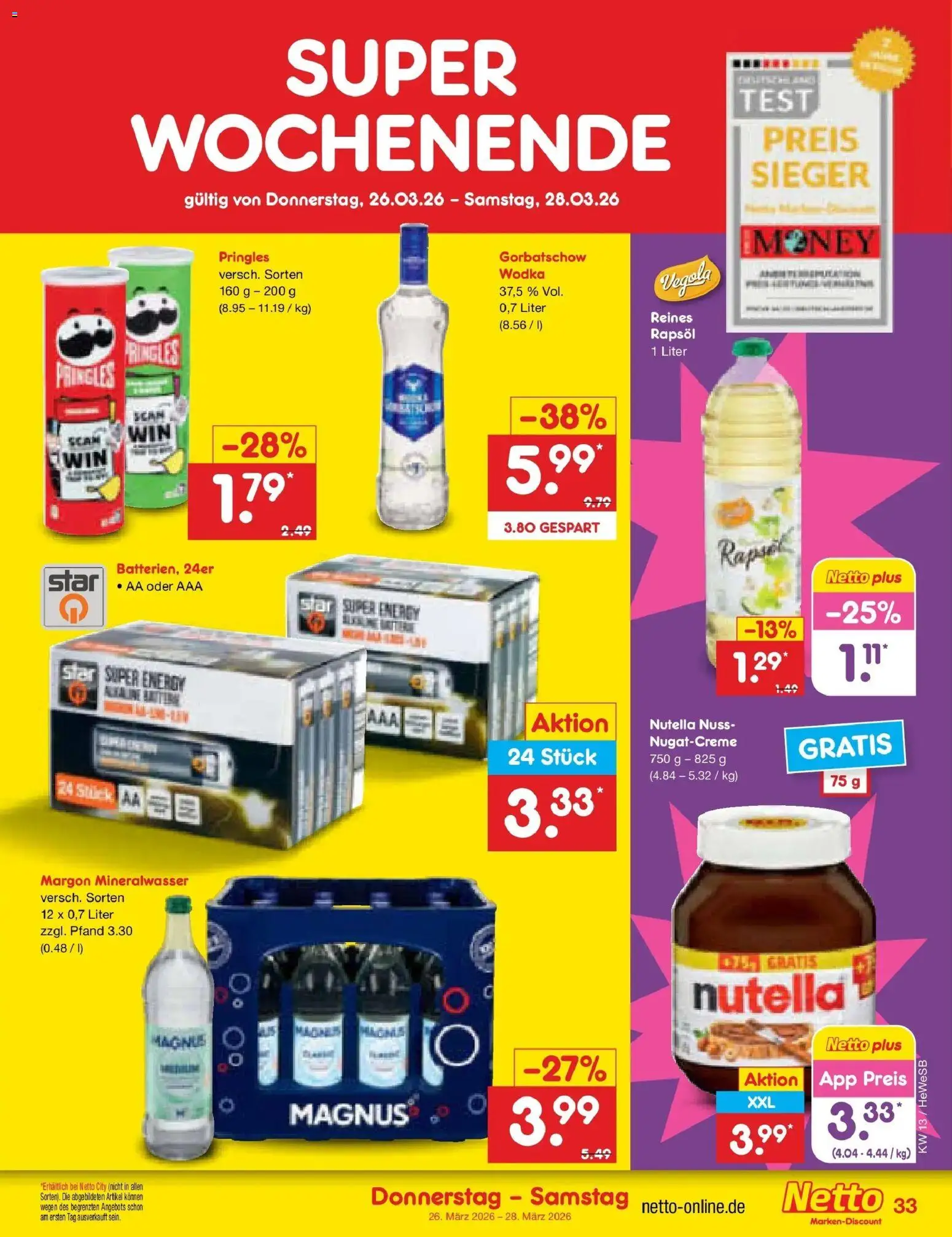 Netto Marken-Discount Prospekt Hamburg	 – gültig ab 23.03.2026 | Seite: 41 | Produkte: Energy, Rapsöl, Nutella, Pringles