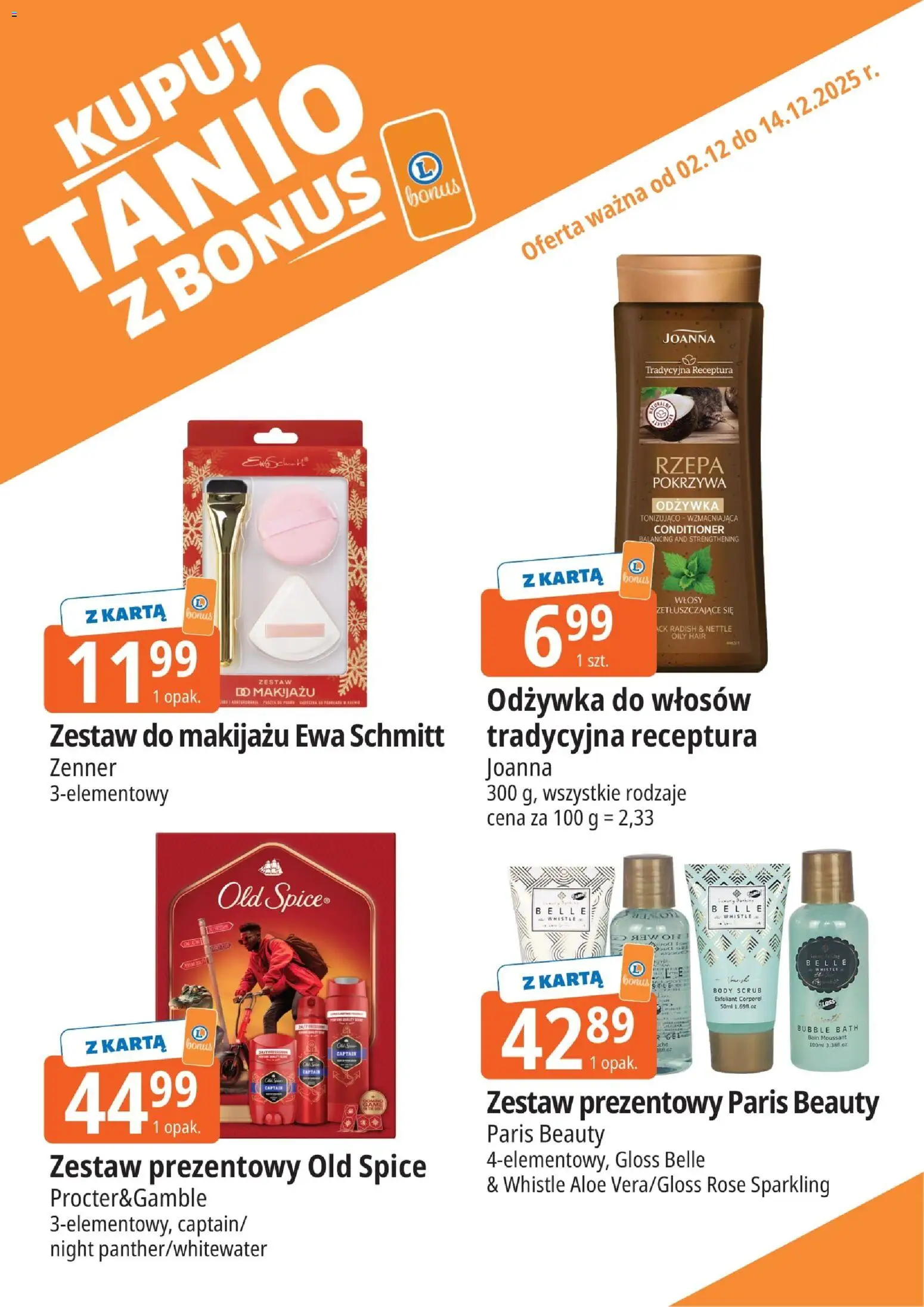 E.Leclerc Gazetka - Elbląg kupony dodatkowe od 02.12.2025 | Strona: 17 | Produkty: Karta, Body, Odżywka do włosów, Old spice