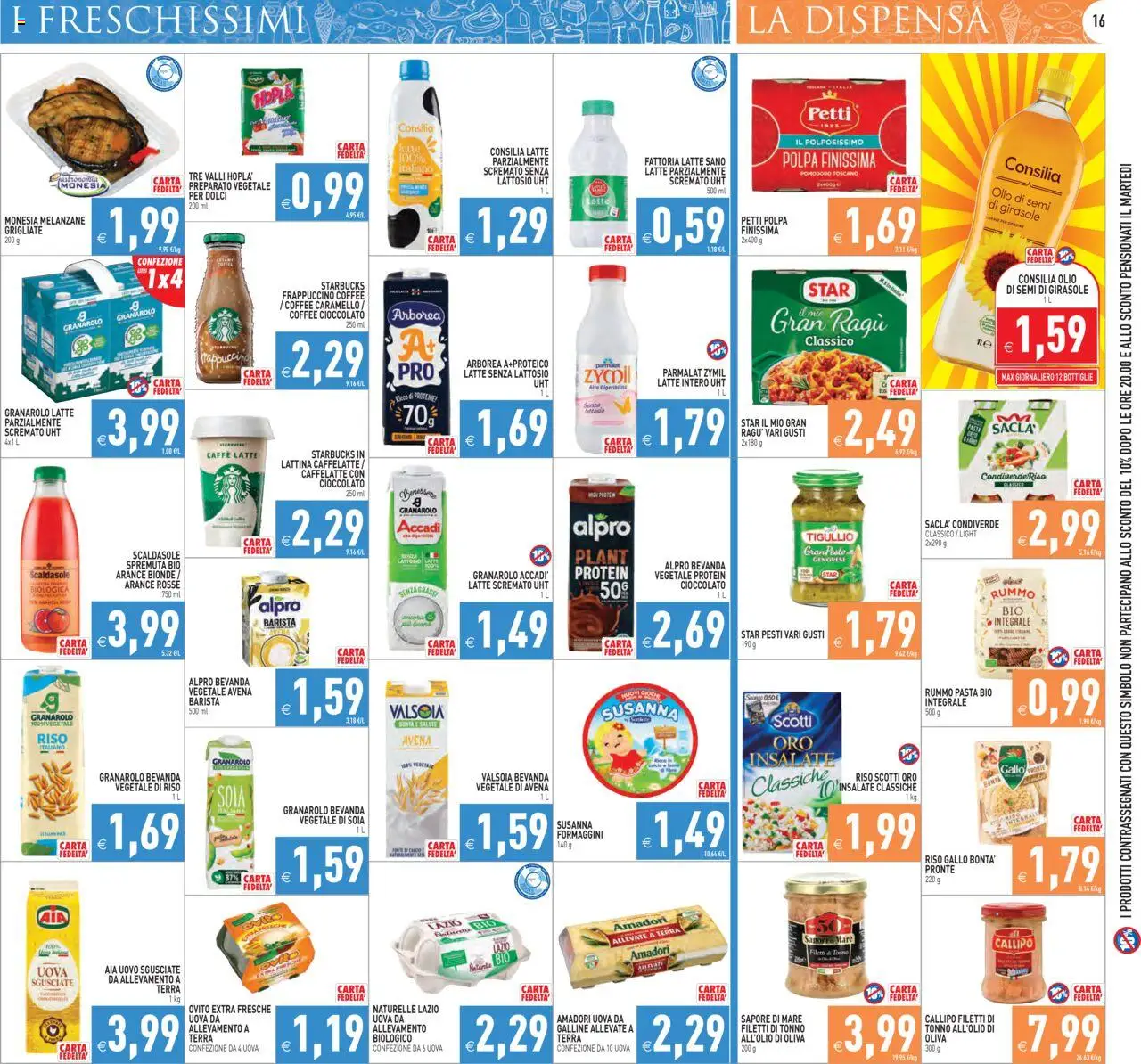 Volantino PIM Supermercati del 18.08.2025 | Pagina: 16 | Prodotti: Uova, Pomodoro, Tonno, Terra