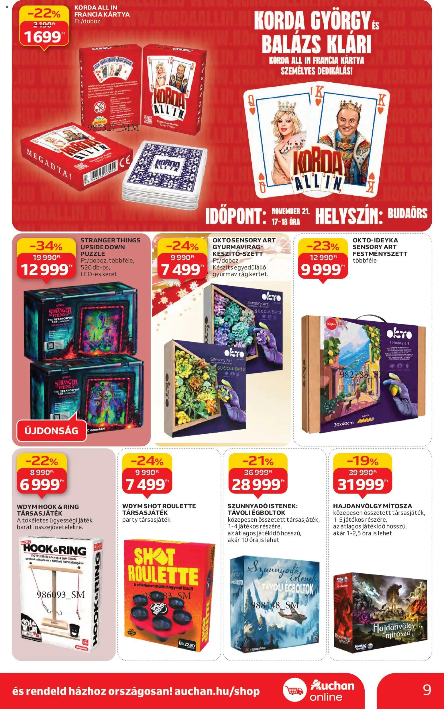 Auchan akciós ujság - amely érvényes a következő dátumtól: 13.11.2025 | Oldal: 9 | Termékek: Puzzle, Játék, Társasjáték, Óra