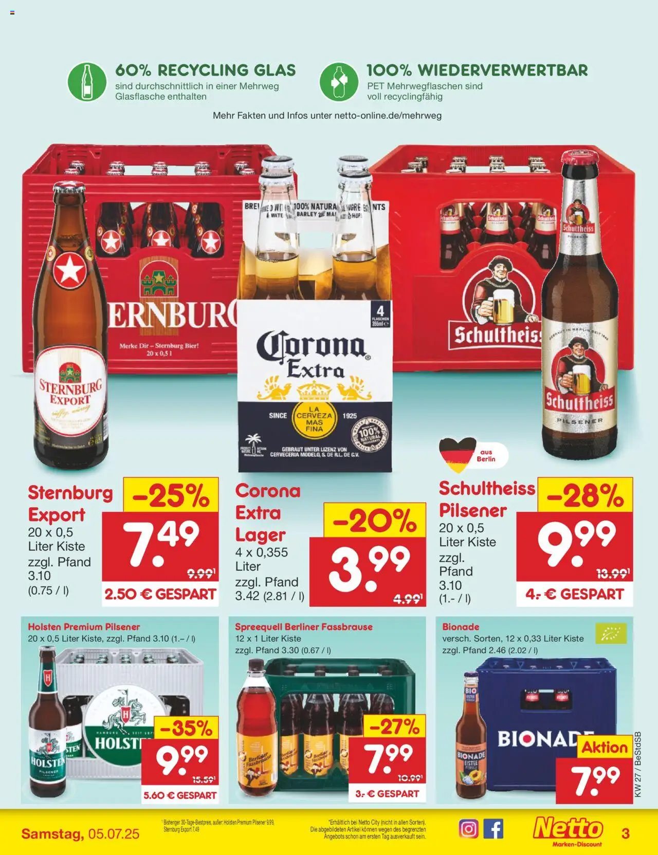 Netto Marken-Discount Prospekt 	 - gültig ab dem 30.06.2025 | Seite: 61 | Produkte: Berliner, Bier, Bionade, Fassbrause