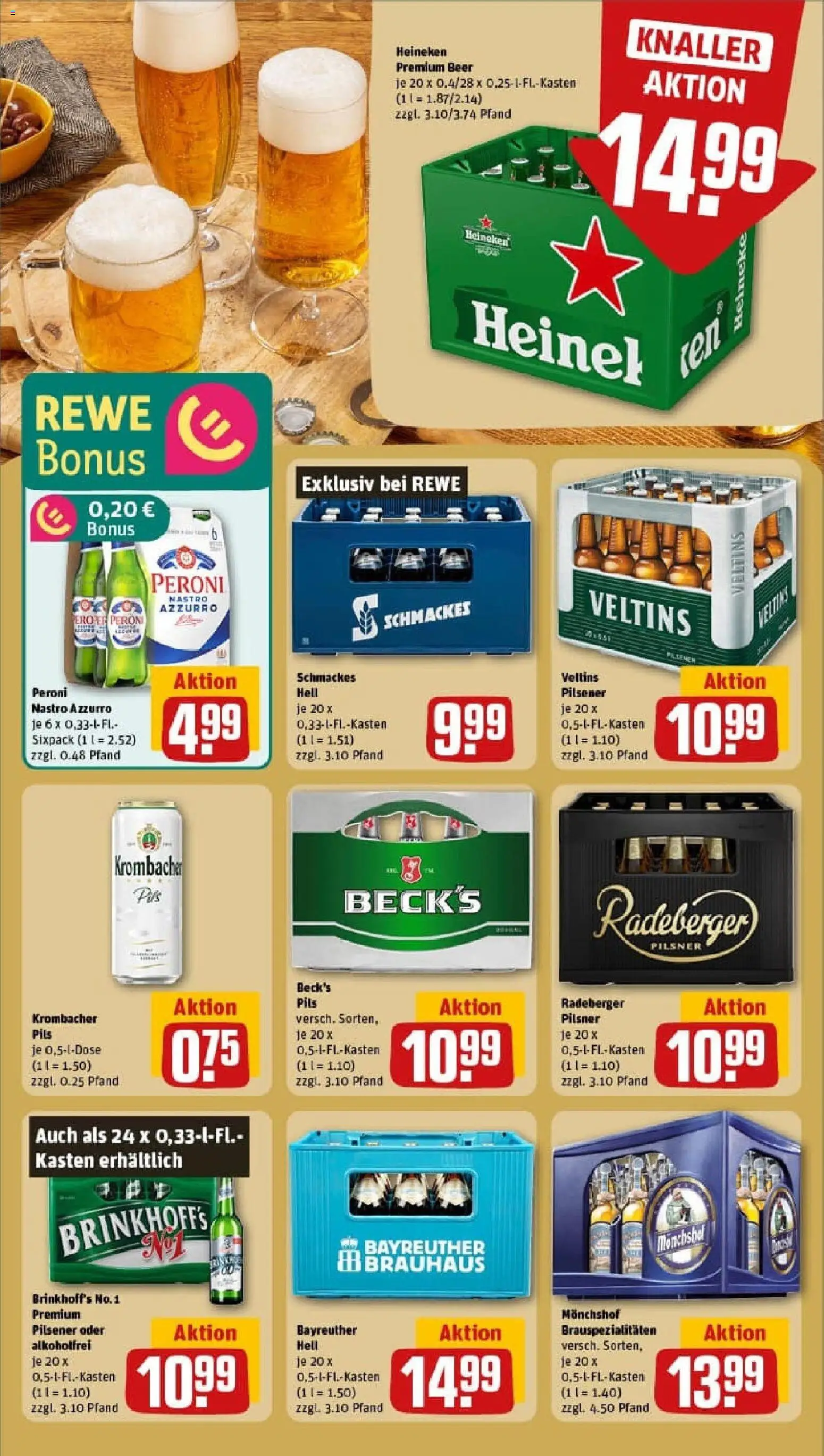 Rewe prospekt Essen	 – gültig ab 26.10.2025 | Seite: 23 | Produkte: Monchshof, Pils, Heineken, Radeberger pilsner