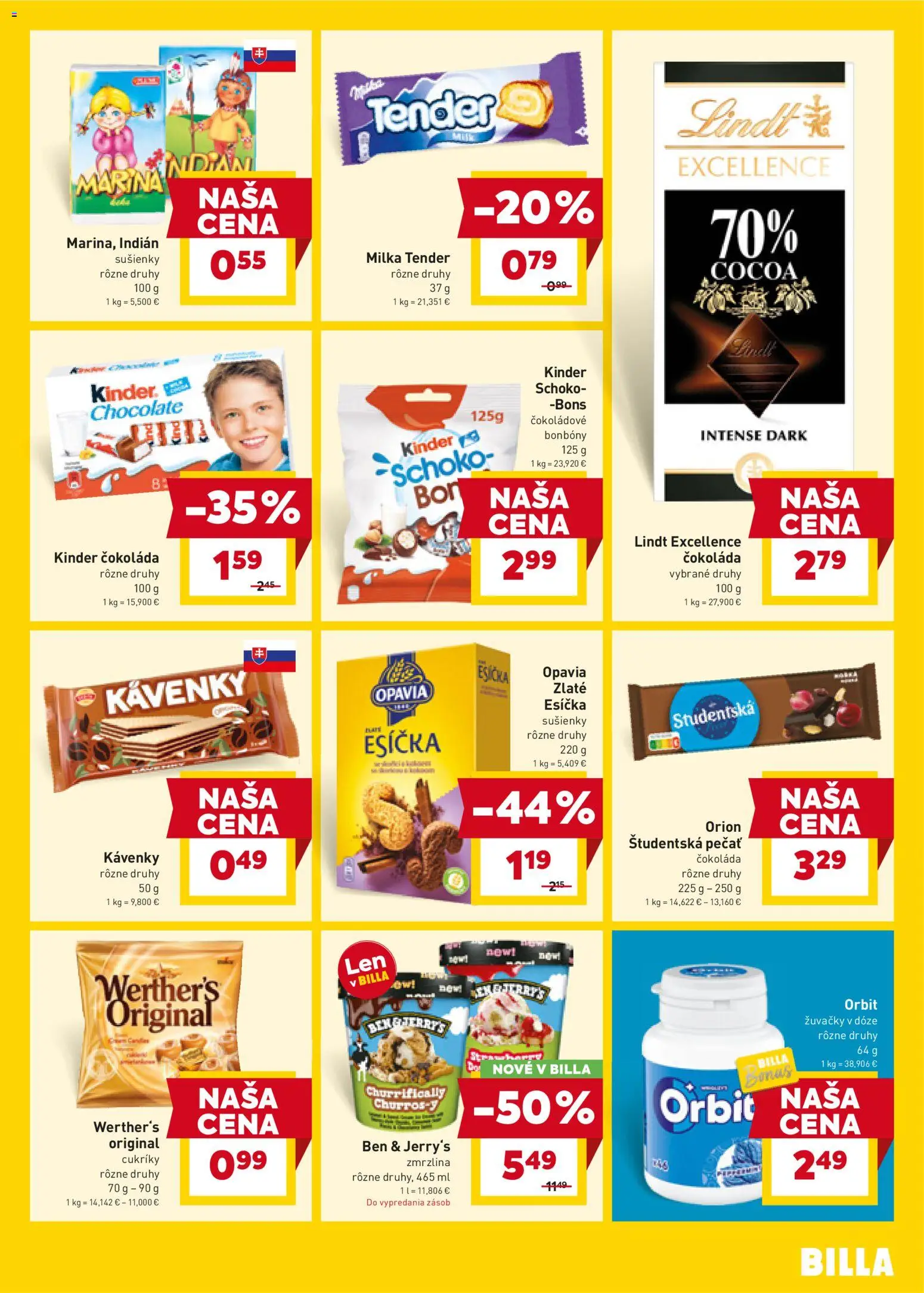 Nové Billa akcie – leták je platný od 21.01.2026 | Strana: 15 | Produkty: Lindt, Cukríky, Študentská pečať, Milka